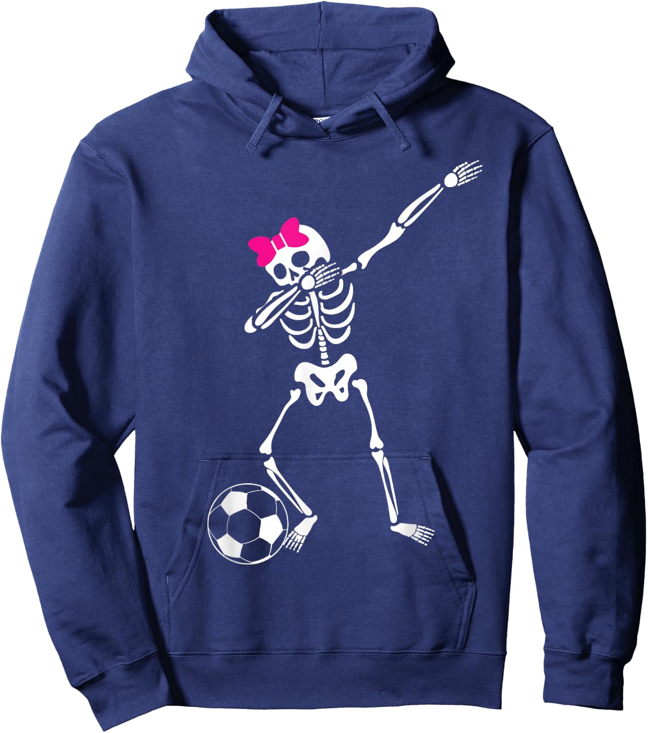 Dabbing Skeleton Girl Soccer Halloween Hoodie - Hoodie | Navy