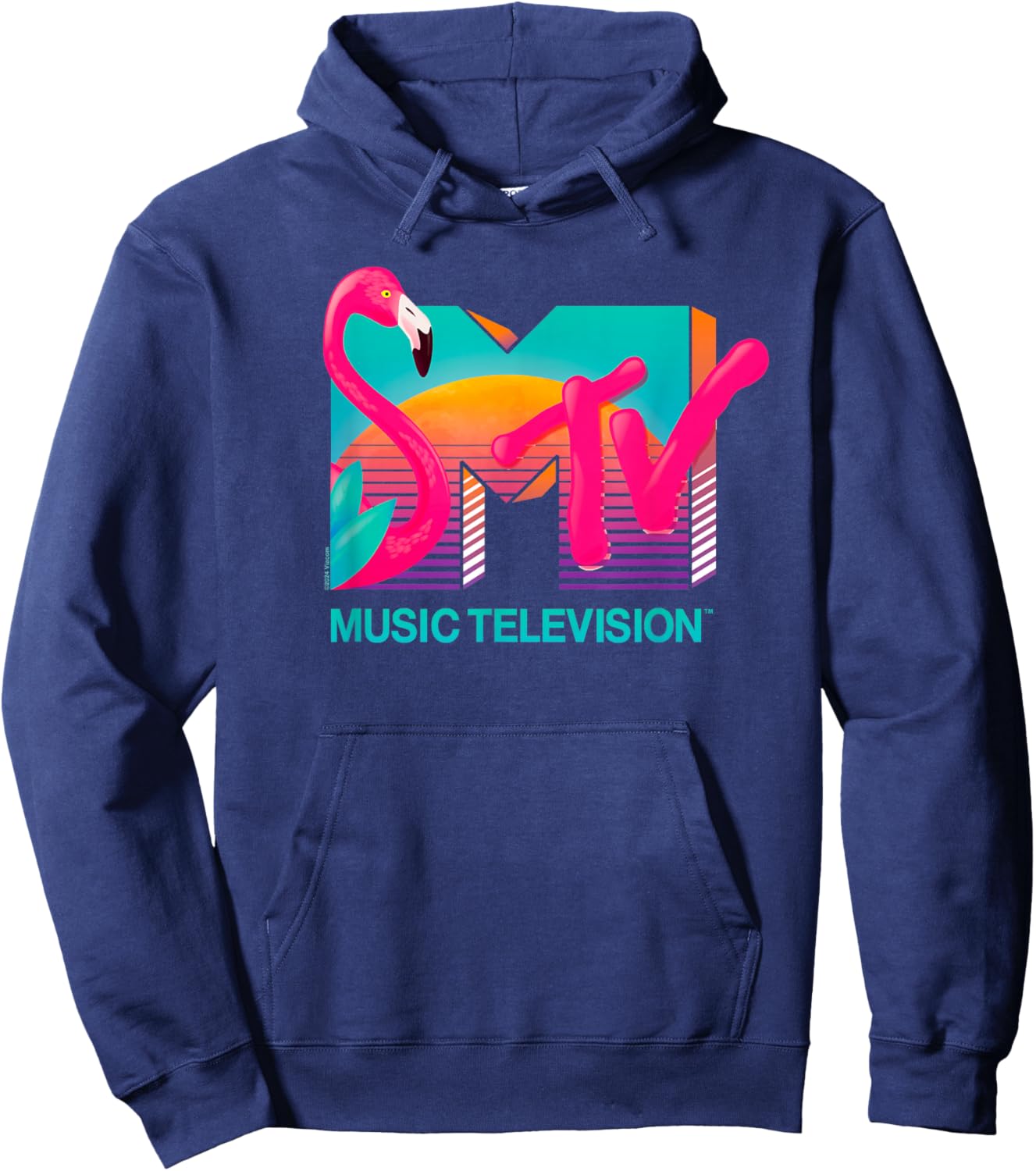 MTV Vibrant Flamingo Sunset Hoodie - Hoodie | Navy