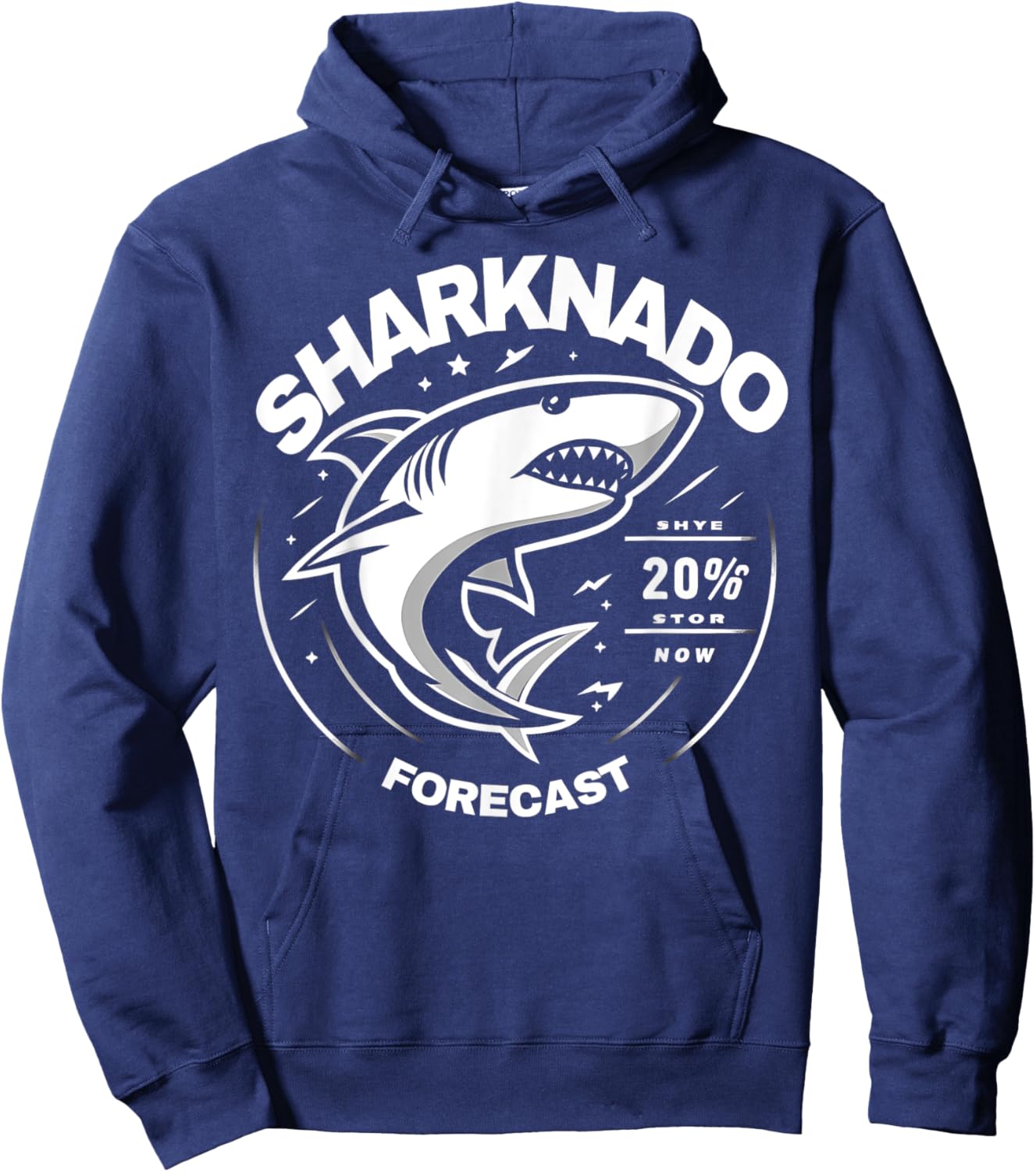 Shark Sharknado Forecast Funny Graphic Hoodie - Hoodie | Navy