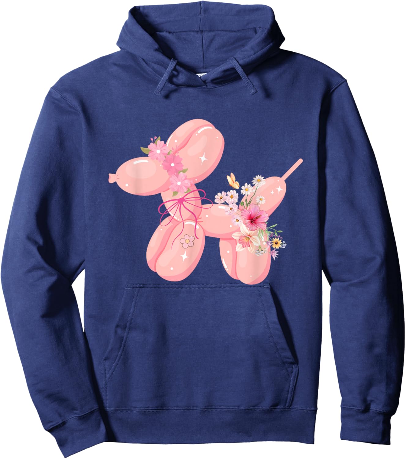 with Floral Crown | Spring Aesthetic Women Kids Hoodie - Hoodie | Navy