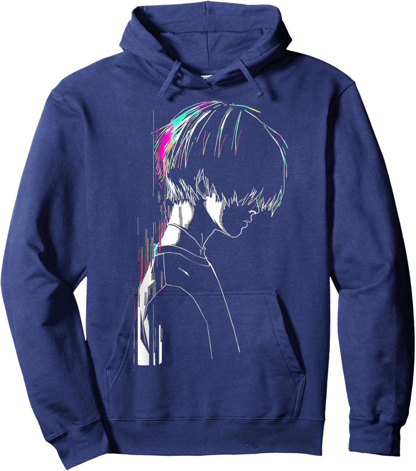 Anime Manga Motif Pixel Illustration Anime Hoodie - Hoodie | Navy