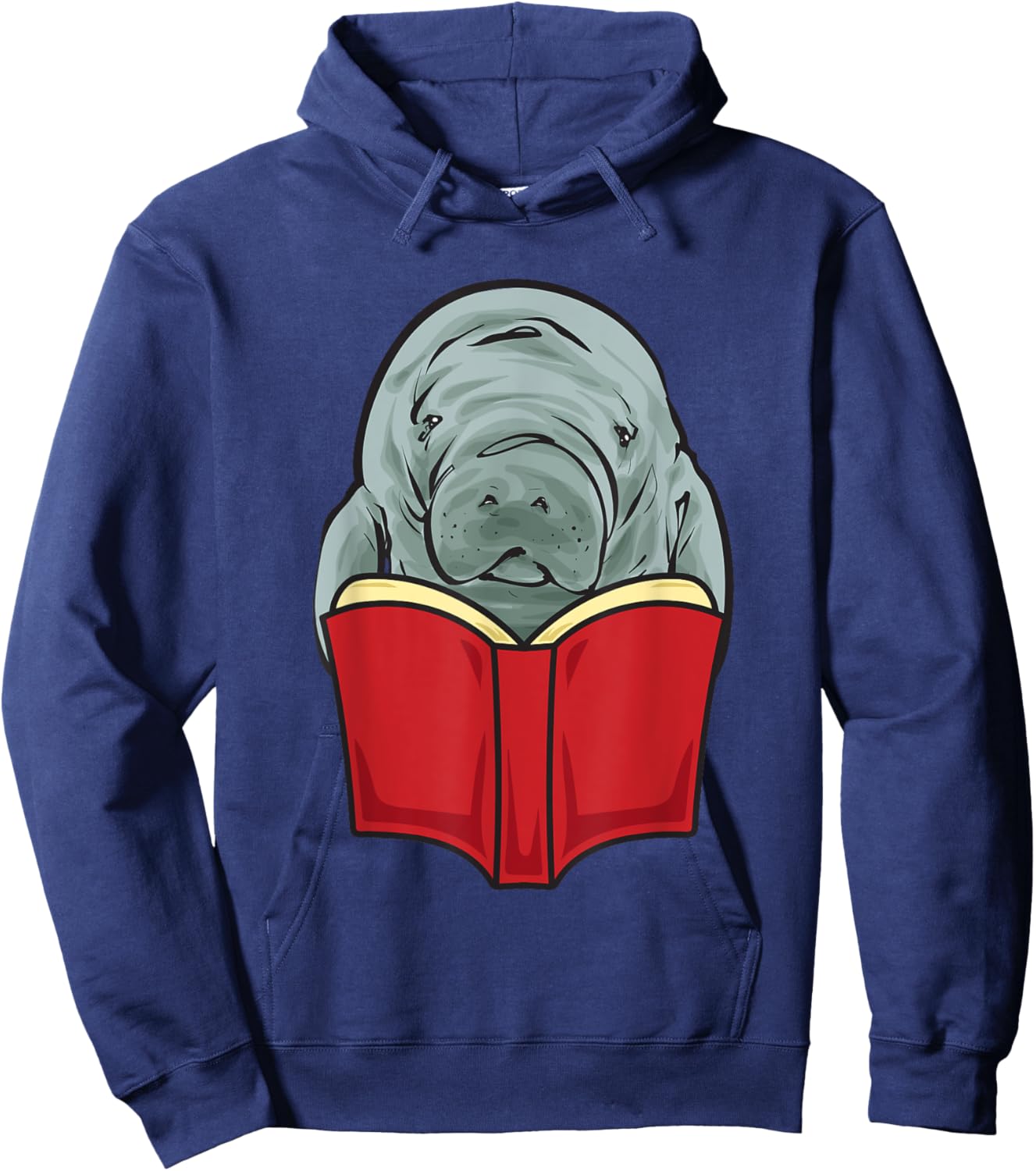 Manatee Reading Books Sea Animal Manatee Hoodie - Hoodie | Navy