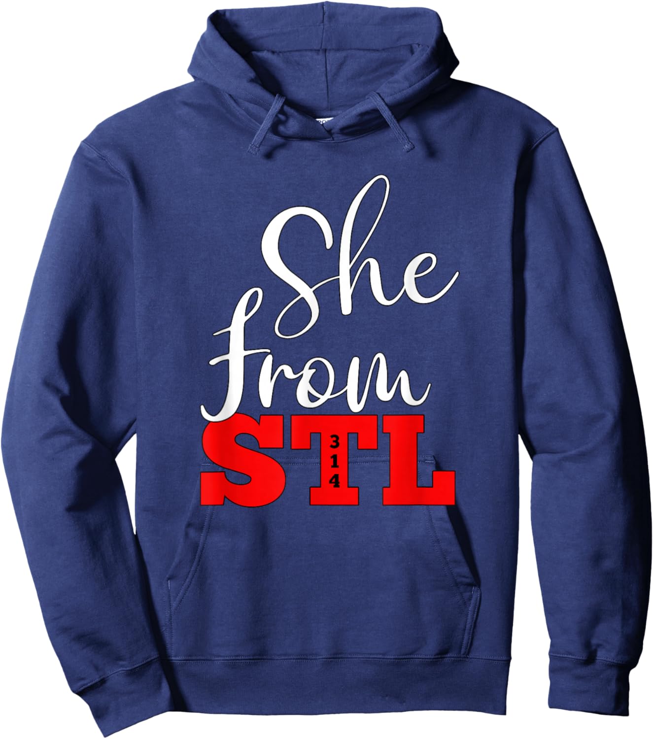 She is From STL 314 St. Louis Missouri Hoodie - Hoodie | Navy