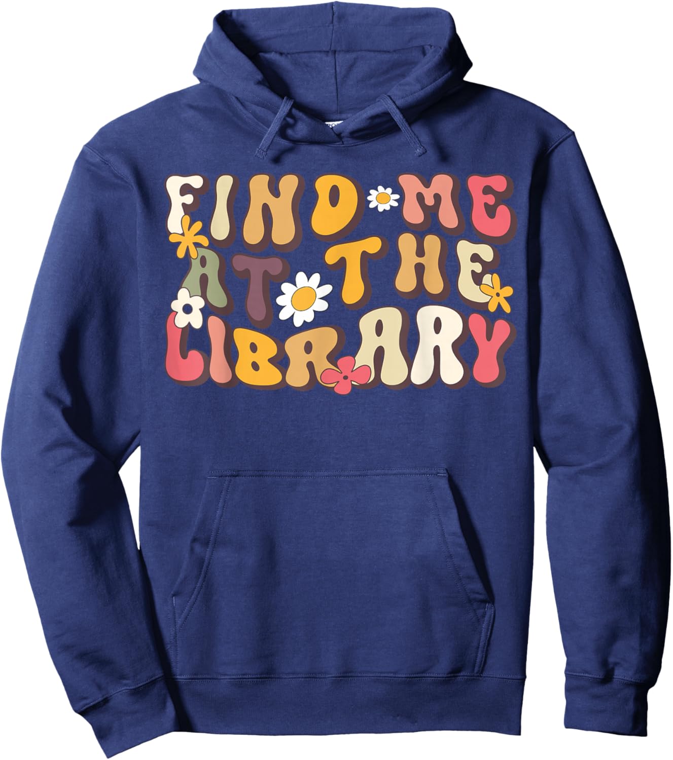 Groovy Library Librarian 70s Book Lover Hoodie - Hoodie | Navy