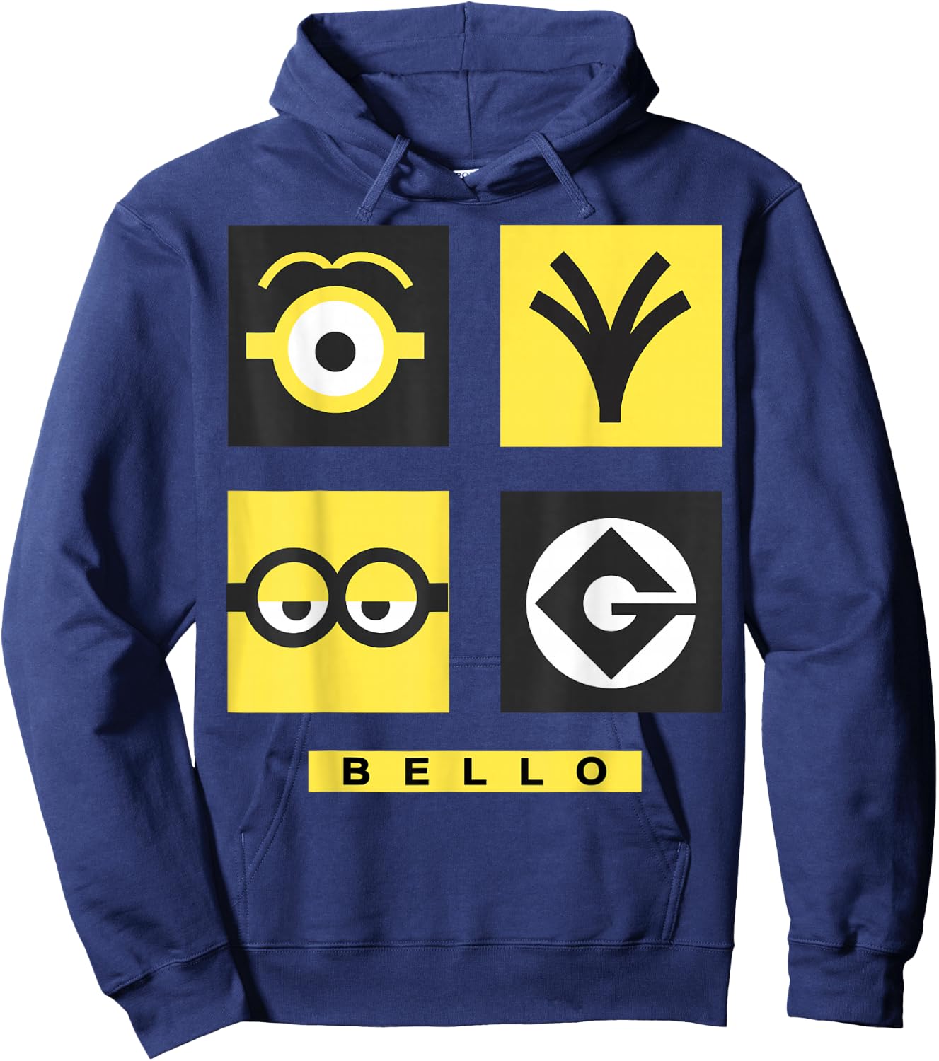 Despicable Me Minions Bello Symbol Box Grid Hoodie - Hoodie | Navy