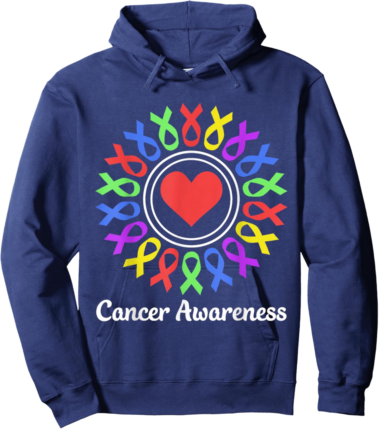 Cancer Awareness - Fight Cancer Ribbon Hoodie - Hoodie | Navy