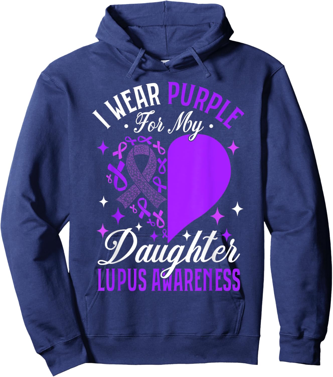 I Wear Purple For My Daughter Lupus Awareness Hoodie - Hoodie | Navy