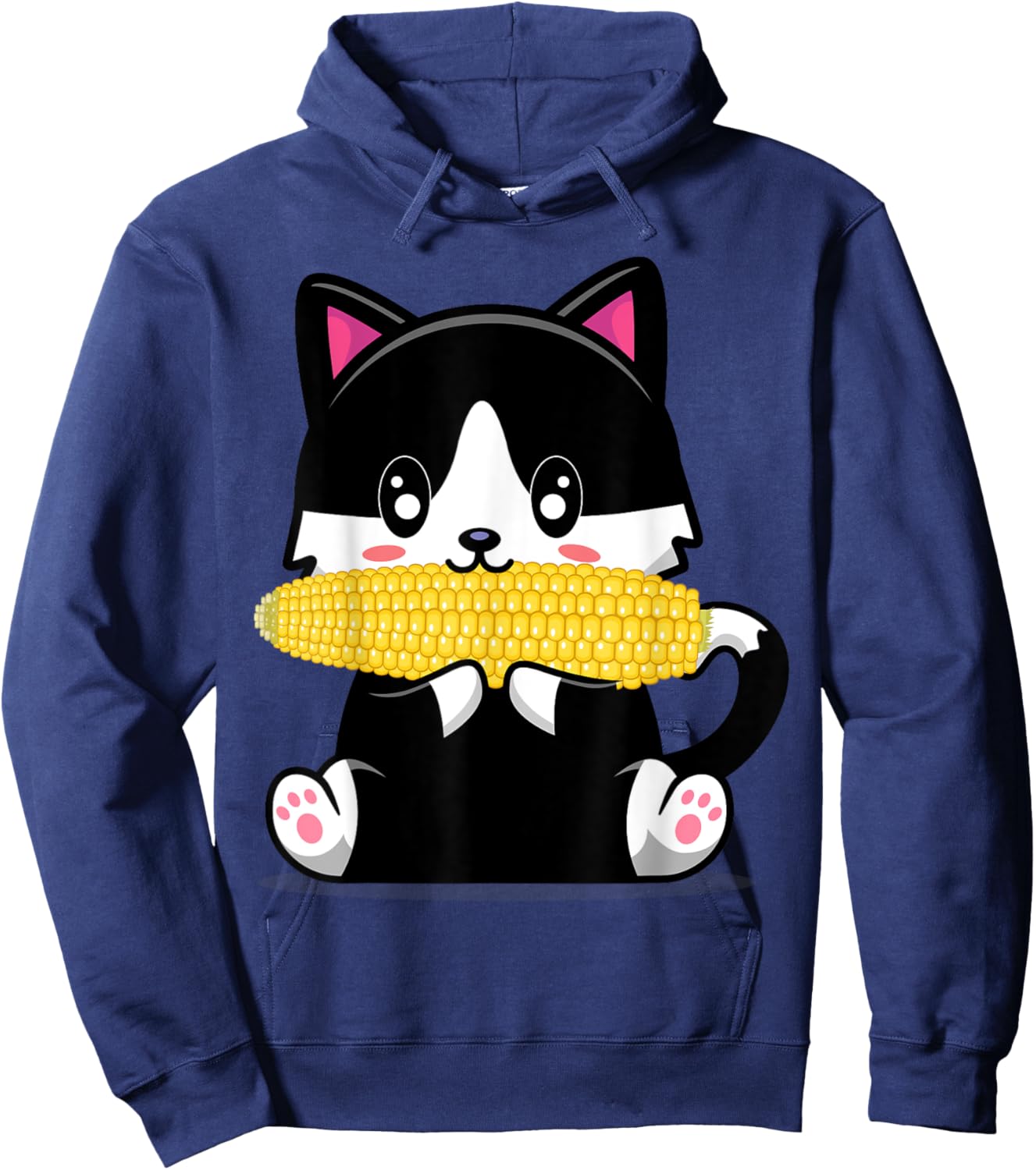 Corn Costume Halloween Cat Eats Corn Women Hoodie - Hoodie | Navy