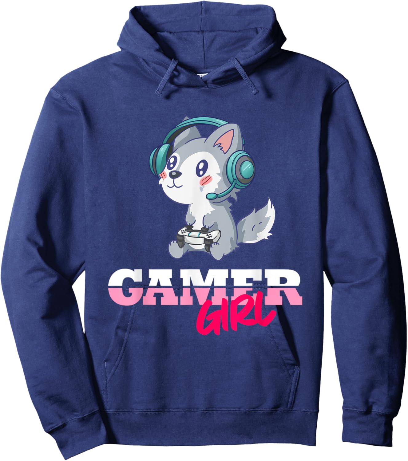 Wolf Gamer Girl Gaming Hoodie - Hoodie | Navy