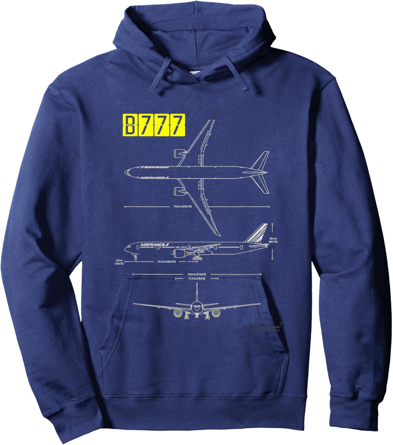 B-777 Aircraft Blueprint Hoodie - Hoodie | Navy
