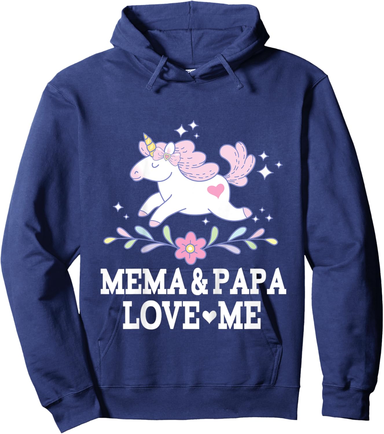 Mema And Papa Love Me Granddaughter Unicorn Hoodie - Hoodie | Navy