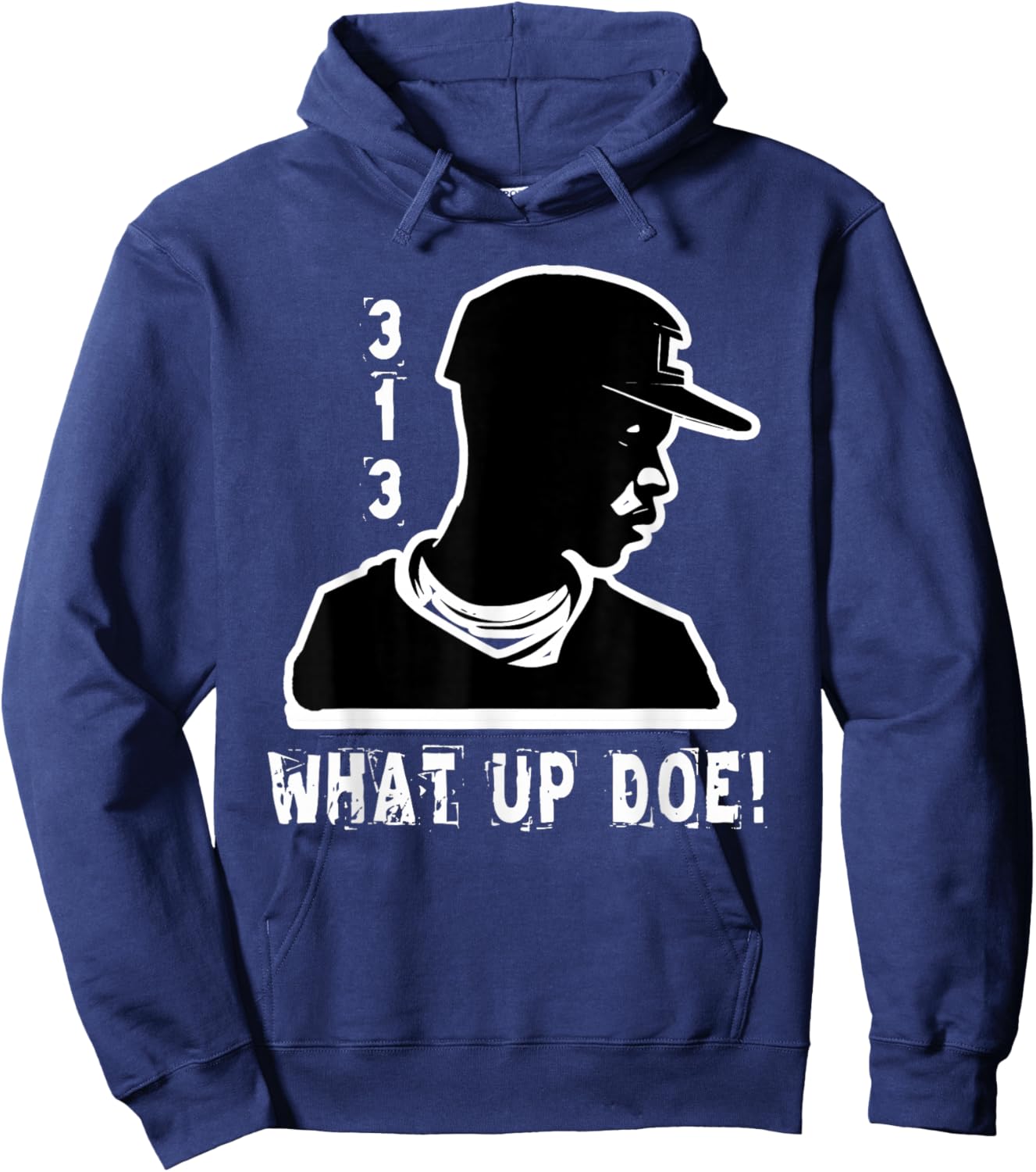 313 Detroit What Up Doe African American Man Hoodie - Hoodie | Navy