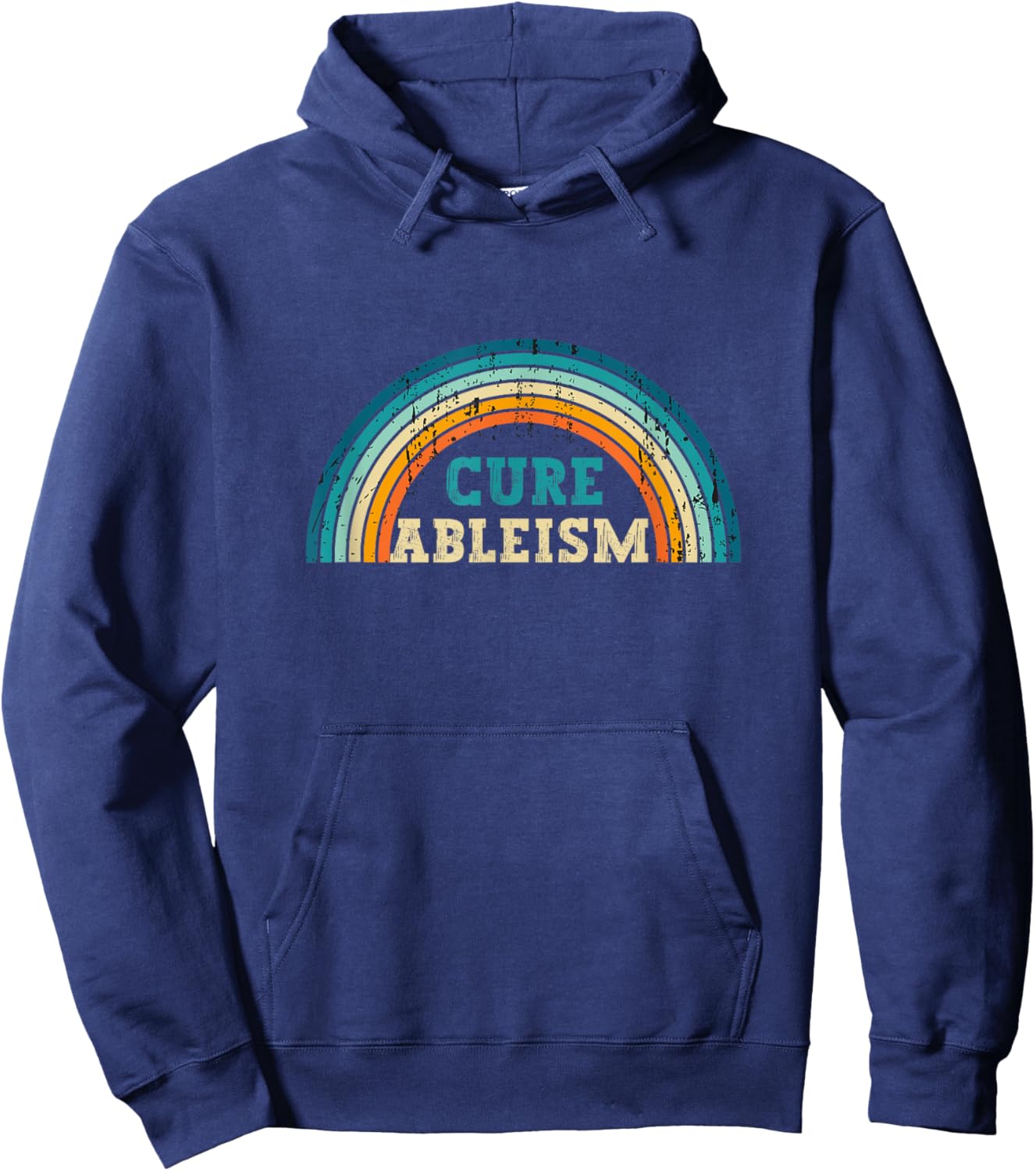 Cure Ableism Rainbow Stripes Design For Family Hoodie - Hoodie | Navy