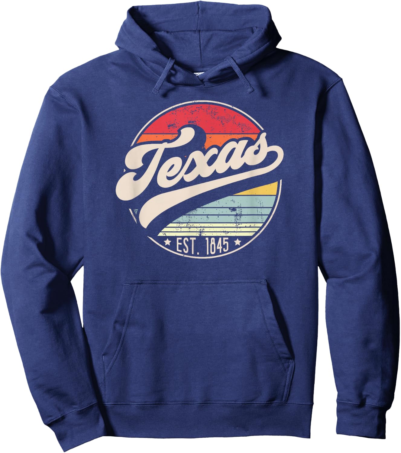 Retro Texas Home State TX Cool 70s Style Sunset Hoodie - Hoodie | Navy
