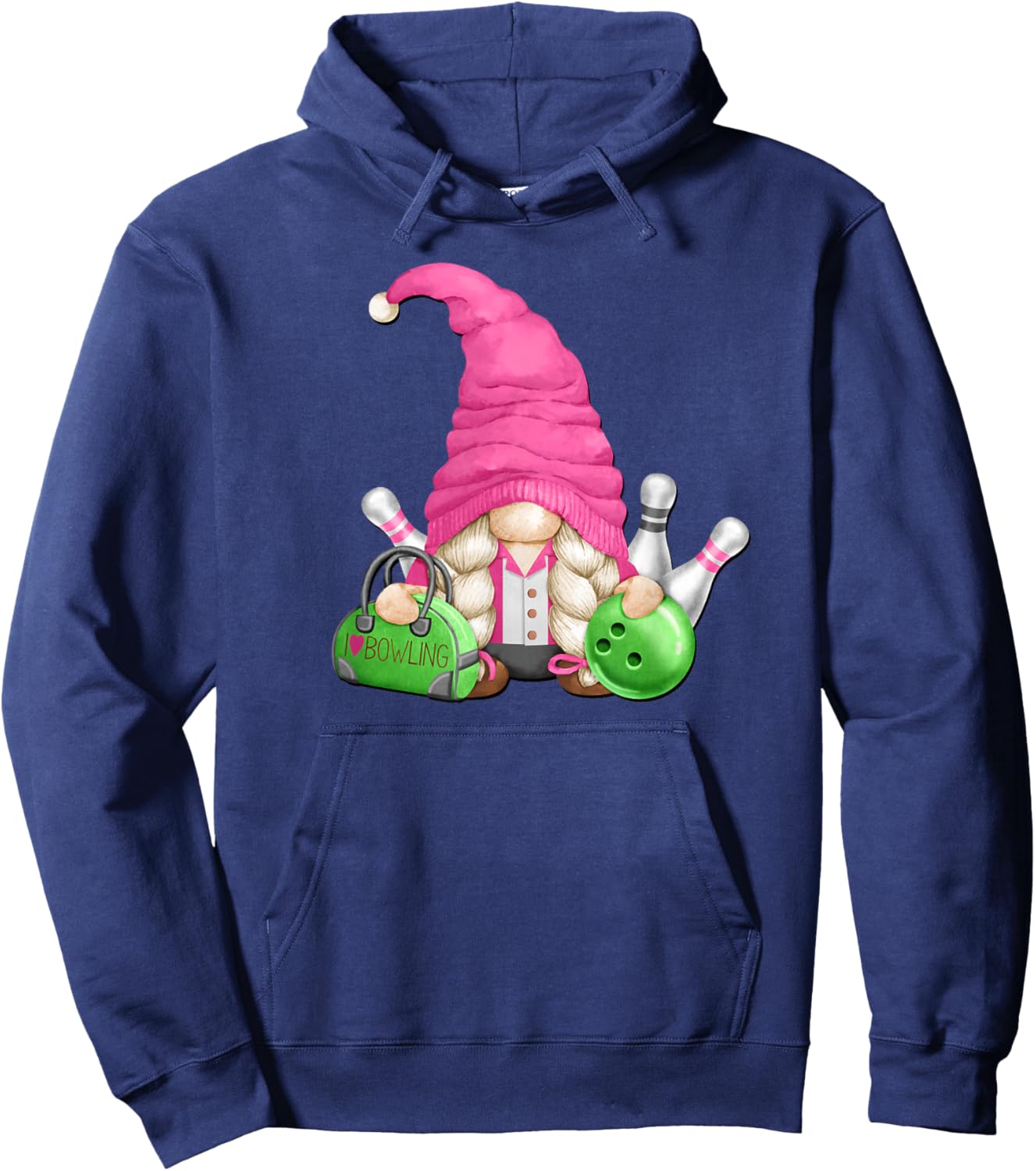Pink Gnome Mom Graphic Girls And Bowling Lover Hoodie - Hoodie | Navy