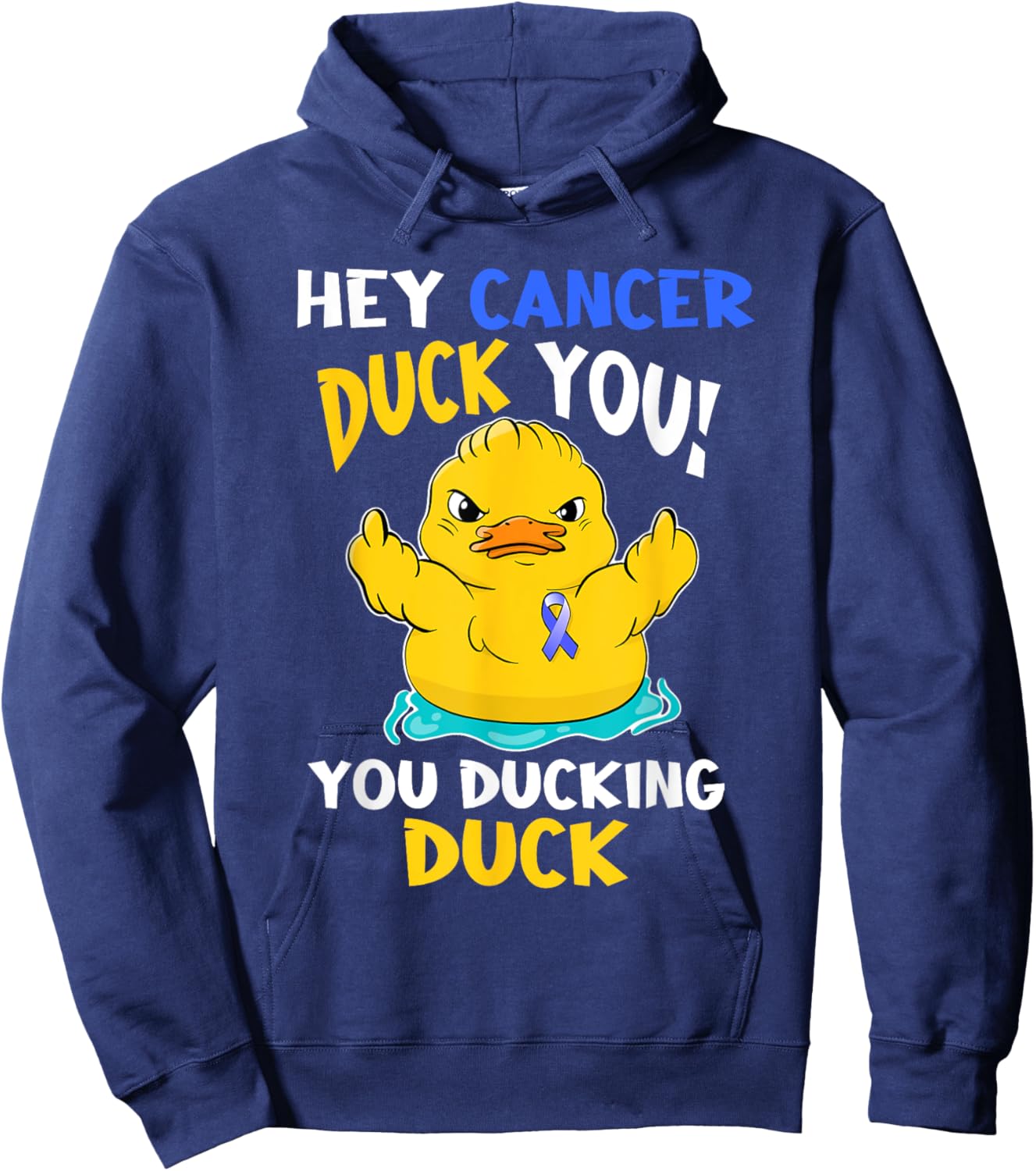 Fight Against Cancer Funny Duck Design Hoodie - Hoodie | Navy