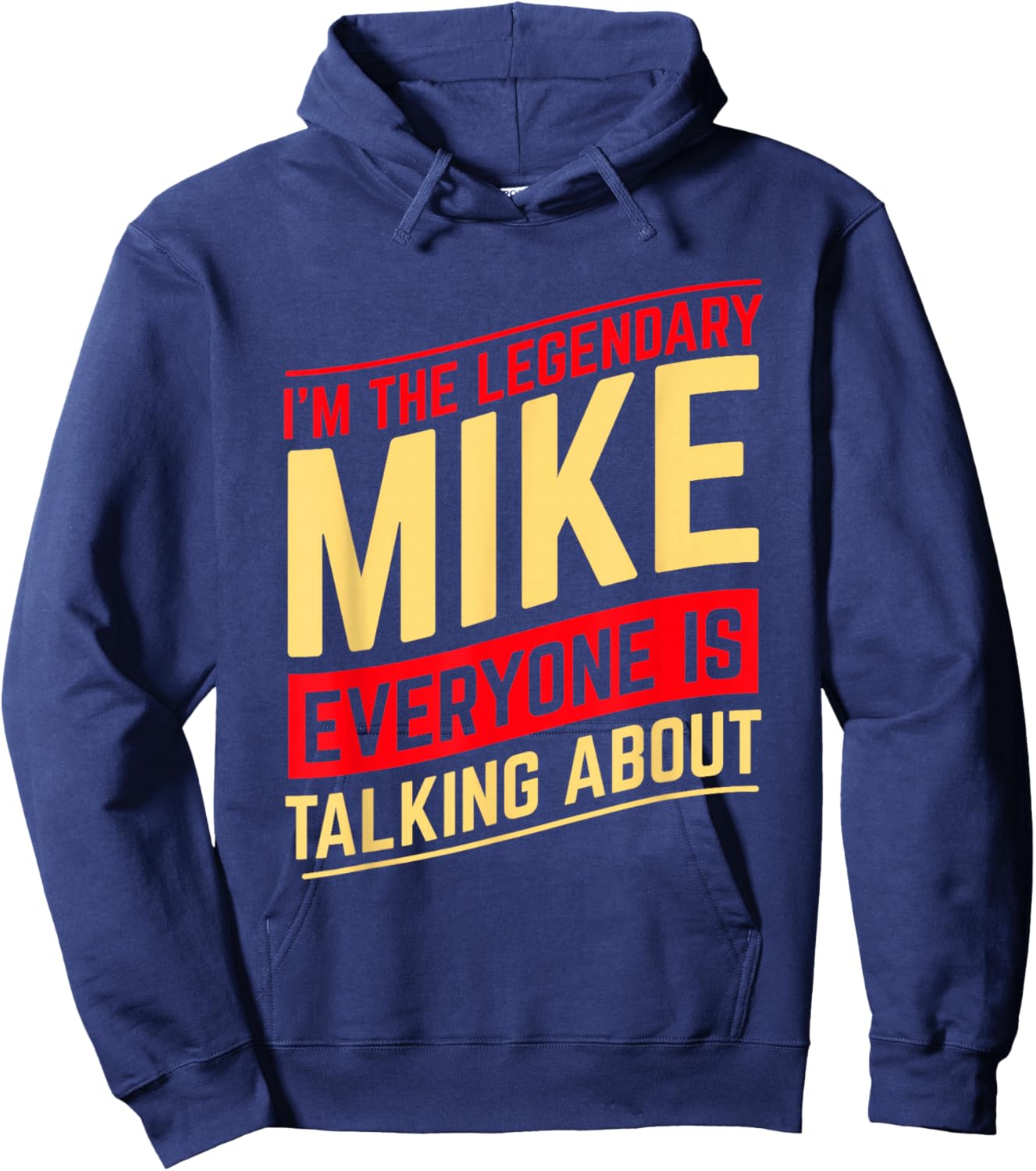 Mike Custom Name Design -Adults Black Cotton Polyester Small Short Sleeve Straight Fit Mock Collar Christmas Birthday Funny Mike Name First Name I'm The Legendary Mike Hoodie - Hoodie | Navy