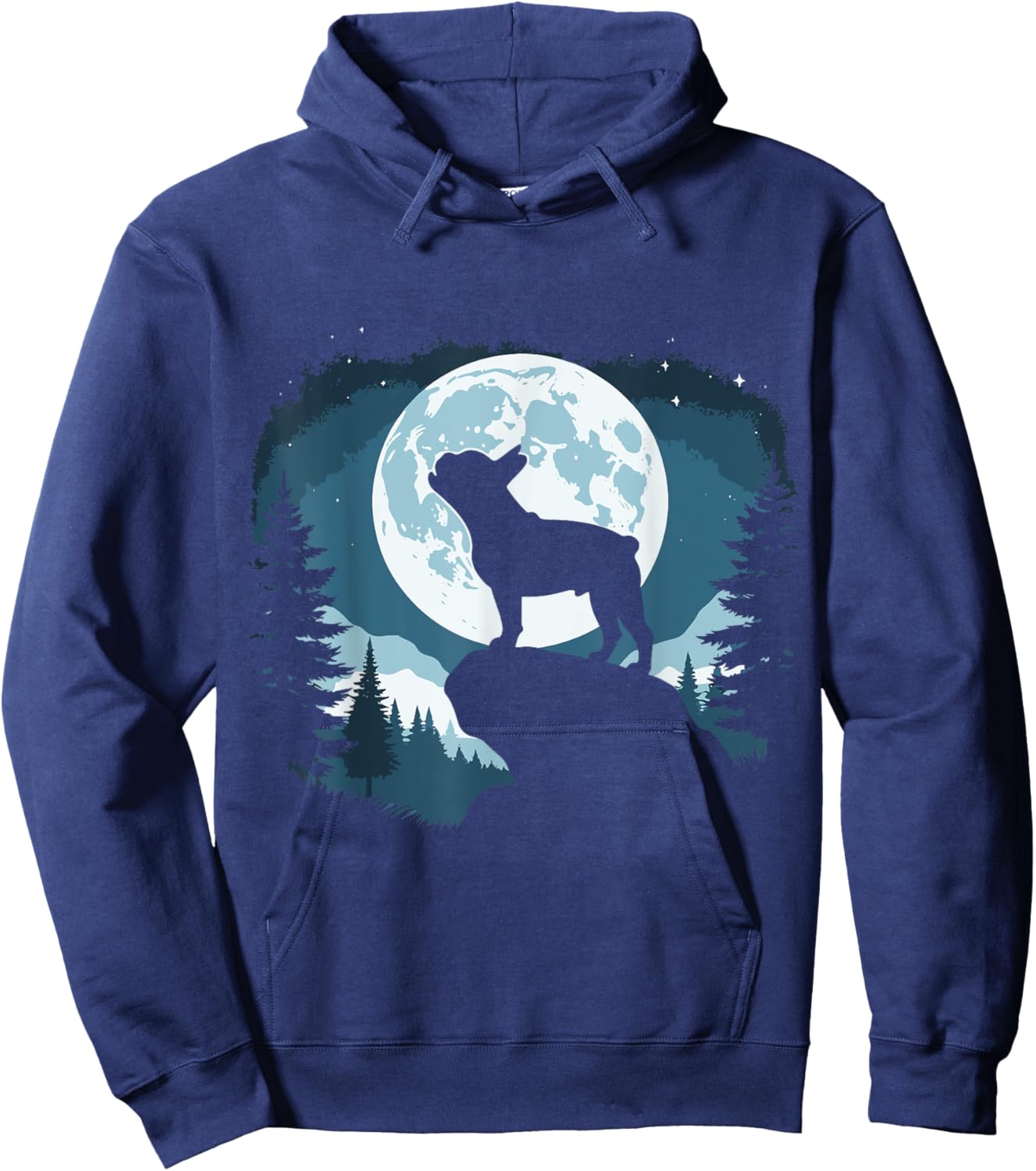 Funny Dog Howling At The Moon French Bulldog Hoodie - Hoodie | Navy