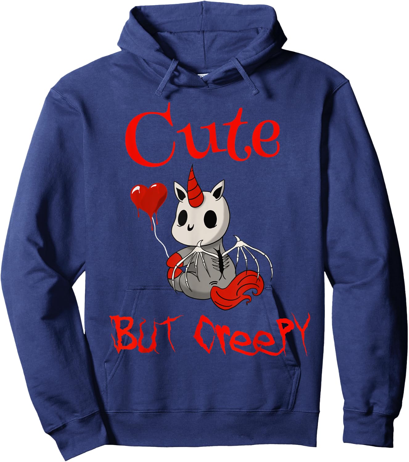Cute but creepy dead demonic scary unicorn Hoodie - Hoodie | Navy