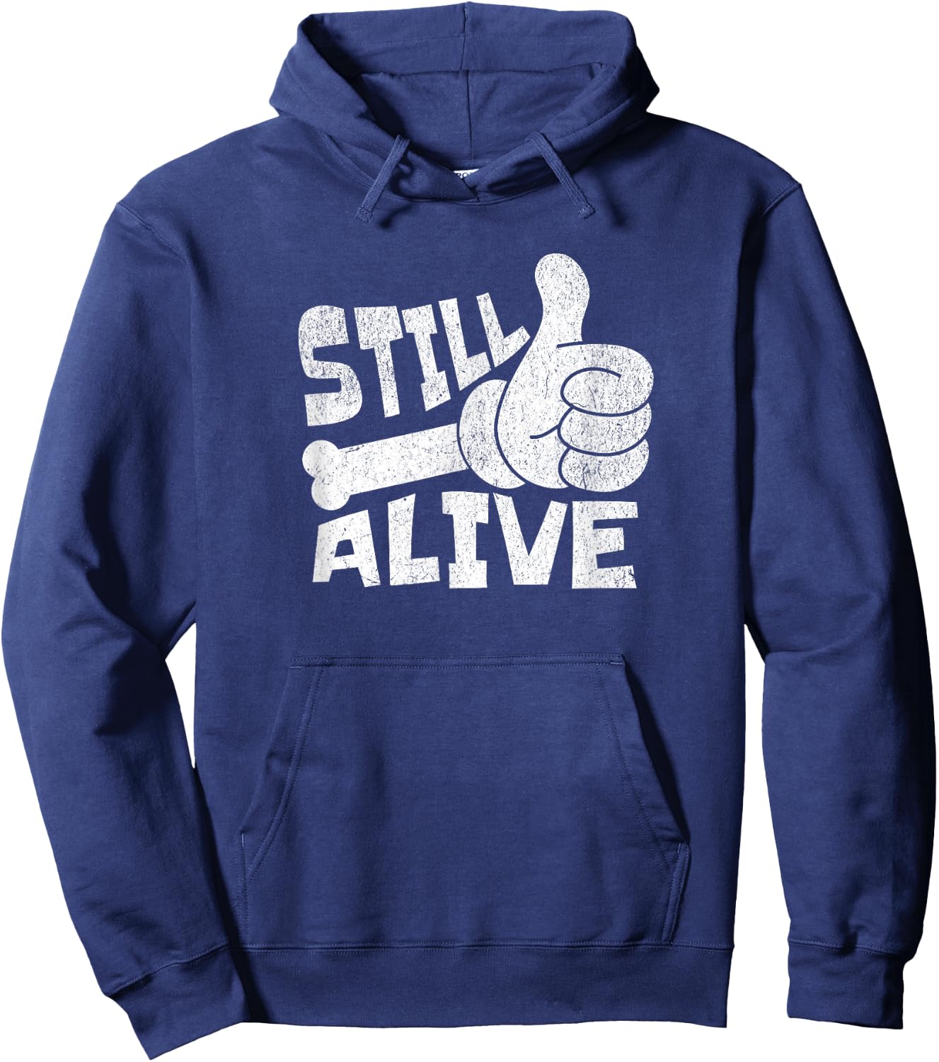 Still Alive Skeleton Hand Dark Humor Graphic Hoodie - Hoodie | Navy
