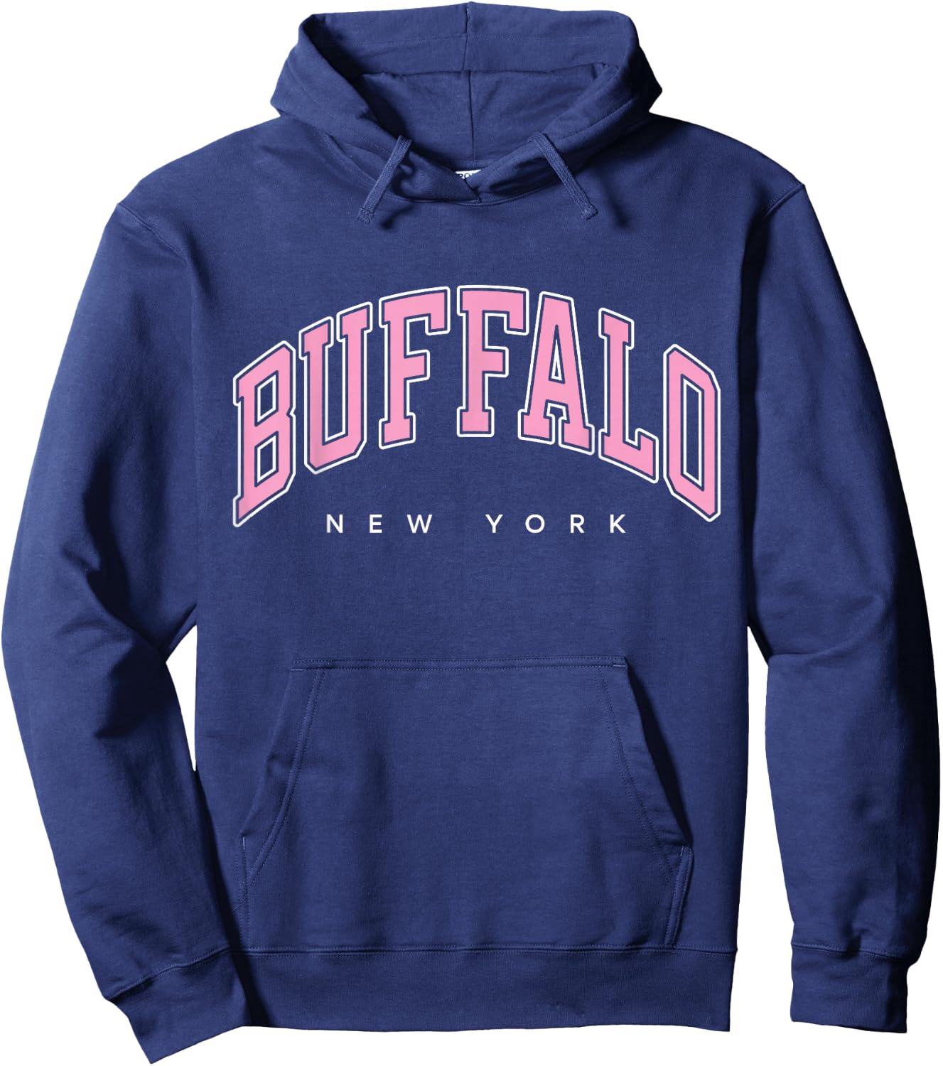 Buffalo New York NY Varsity Style Pink Text Hoodie - Hoodie | Navy