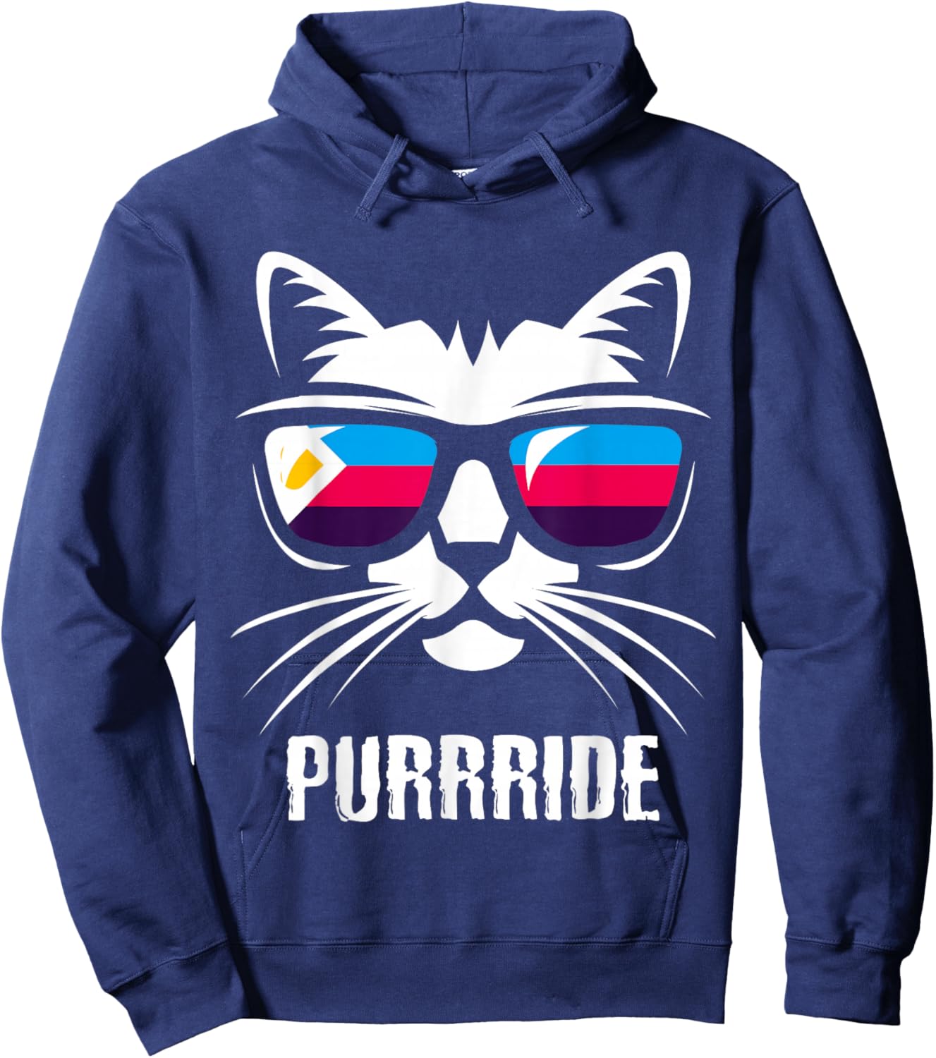 Polyamory Flag Funny Cat Polyamorous Pride Hoodie - Hoodie | Navy