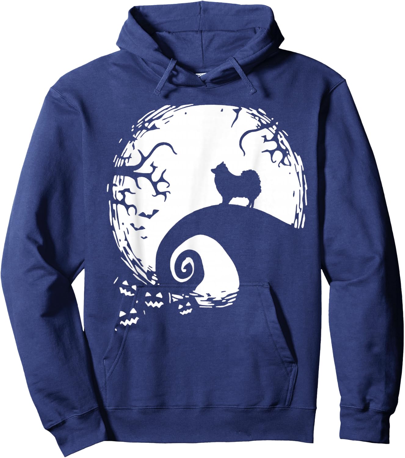 Pomeranian with Moon Halloween Hoodie - Hoodie | Navy
