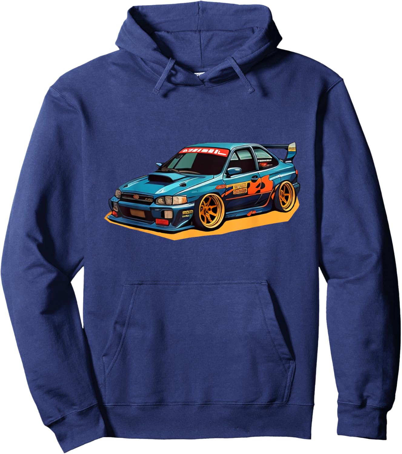 Sports Car Drift 90s Retro Cartoon Japanese Hoodie - Hoodie | Navy