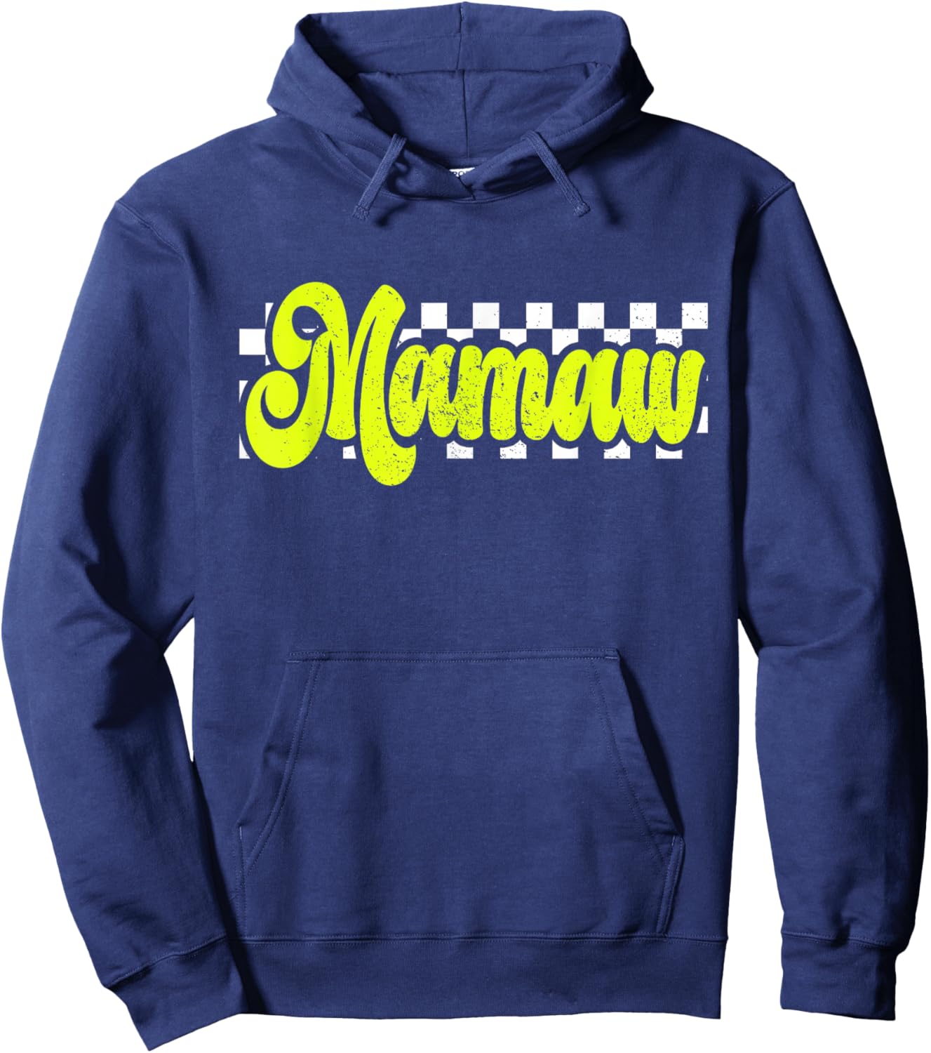 Mamaw Retro Checkered Distressed design Hoodie - Hoodie | Navy