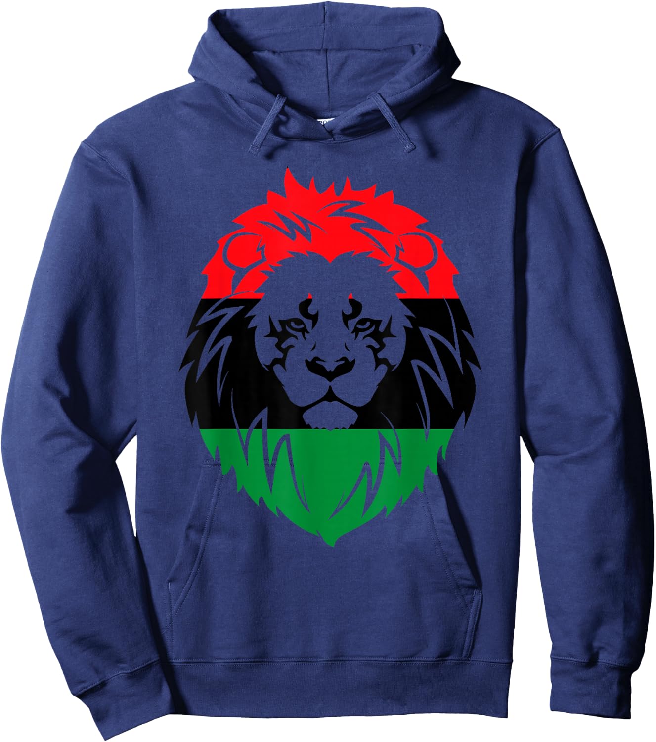 Pan African Flag - Lion Face Africa Unia Flag Hoodie - Hoodie | Navy