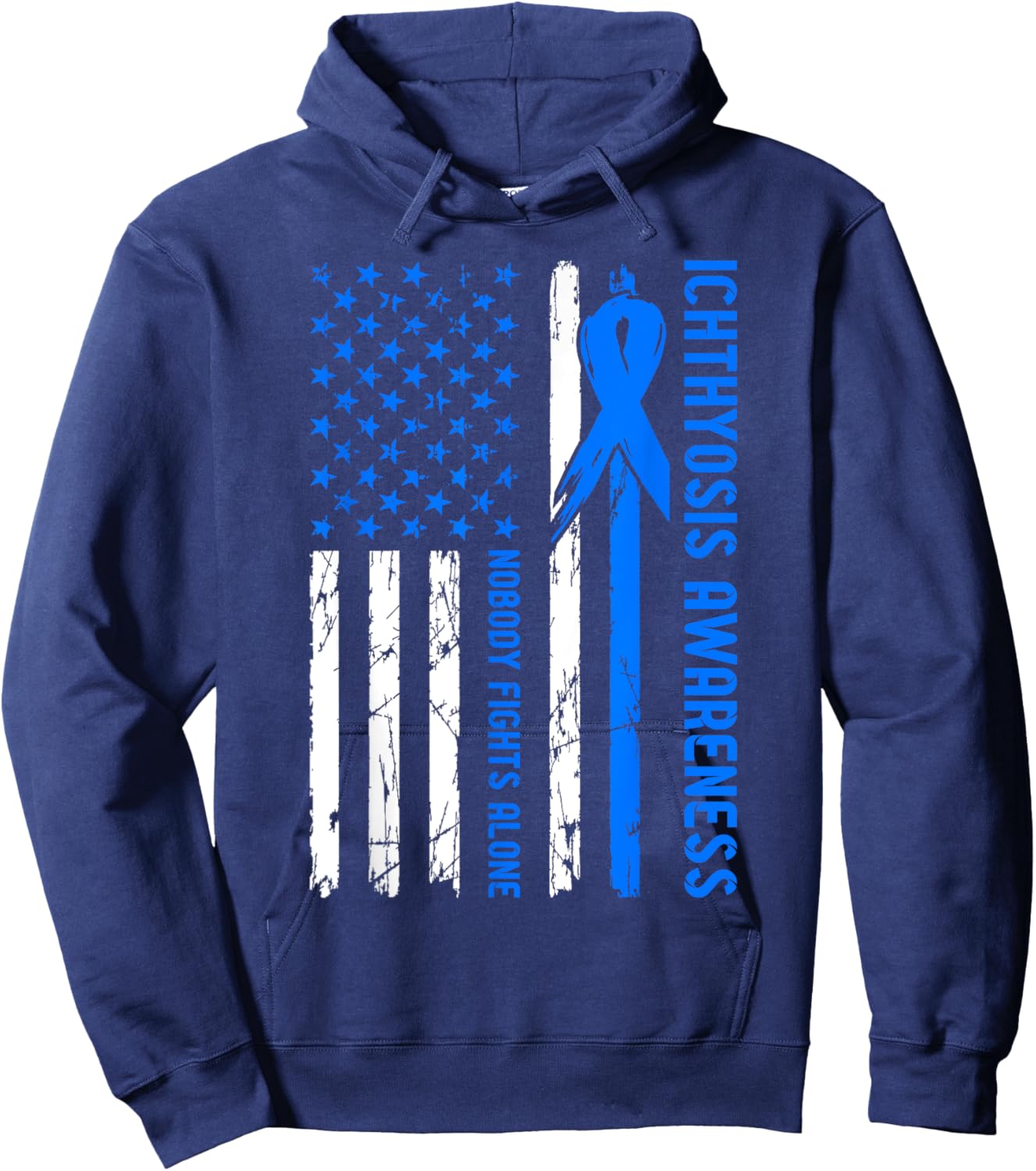 Ichthyosis Awareness Flag Nobody Fights Alone Hoodie - Hoodie | Navy