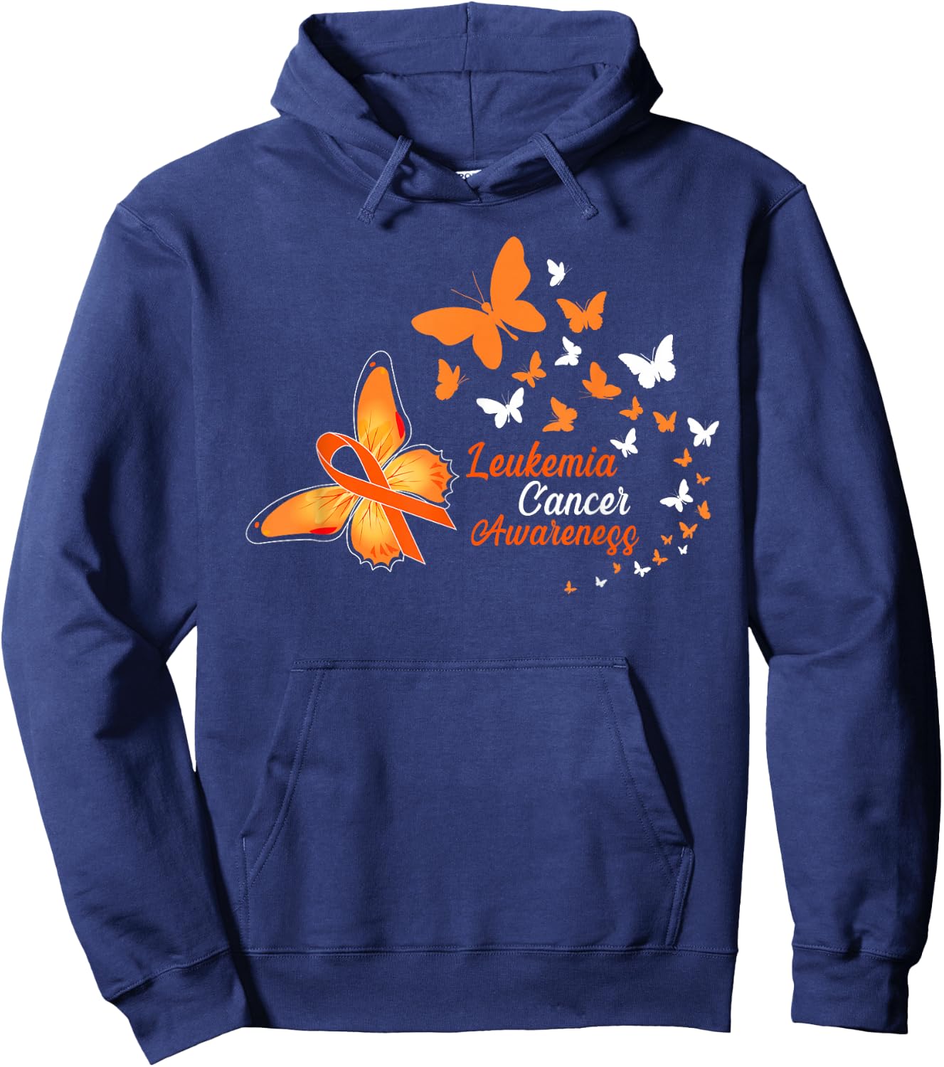 Leukemia Cancer Awareness Butterflies Hoodie - Hoodie | Navy