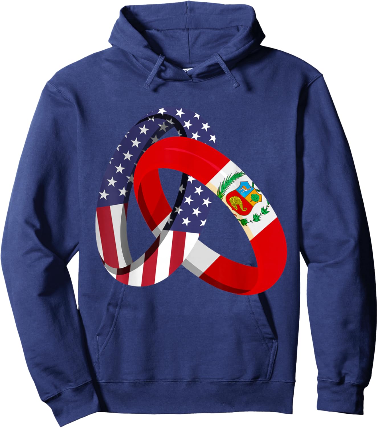 Peru American Ring Heritage Month Peruvian Flag Hoodie - Hoodie | Navy