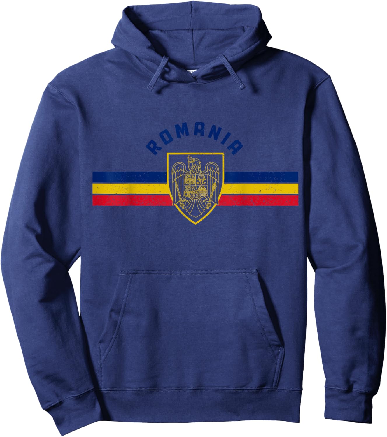 Romania Romanian Flag Pride Vintage Hoodie - Hoodie | Navy