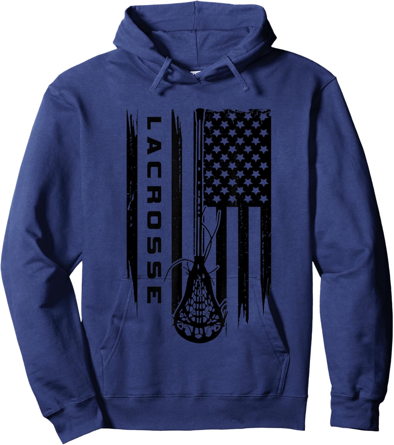American Flag Lacrosse Apparel - Lacrosse Small Hoodie - Hoodie | Navy