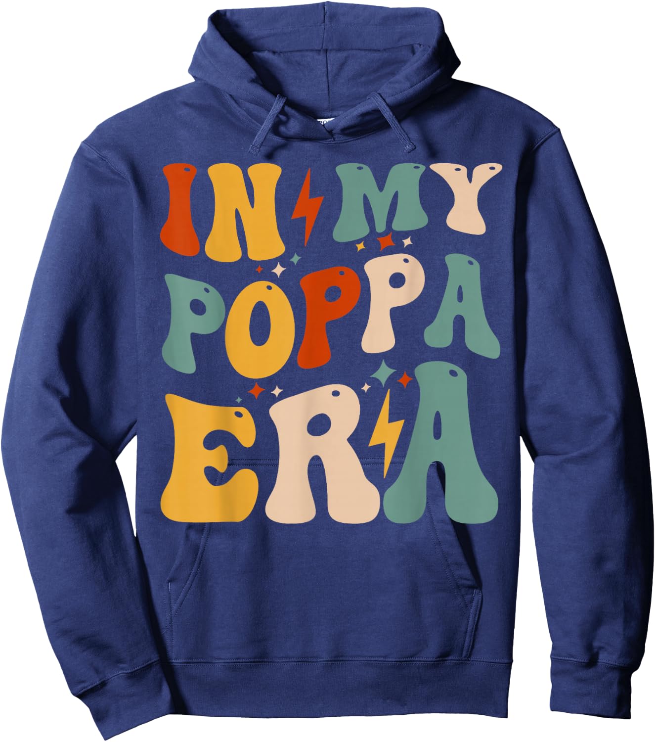 Retro Groovy In My Poppa Era Funny Father's Day Hoodie - Hoodie | Navy