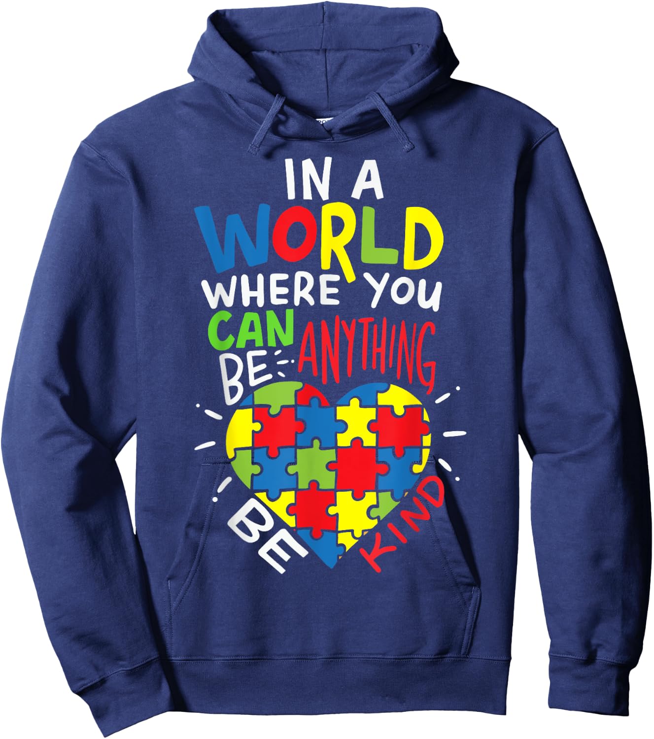 Autism Awareness Be Kind Kindnes Hoodie - Hoodie | Navy