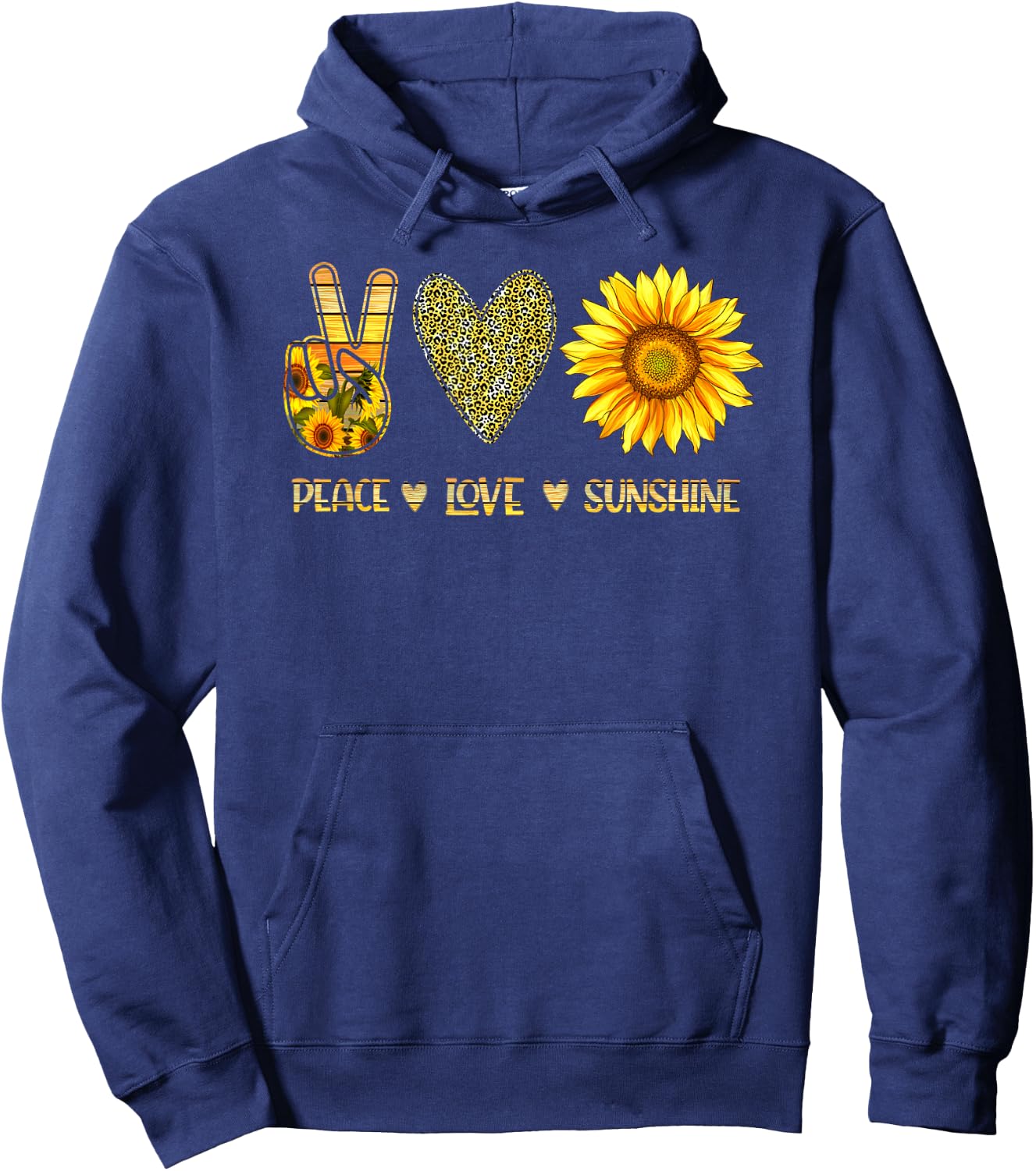 Peace Love Sunshine Sunflower Hippie Cute Hoodie - Hoodie | Navy