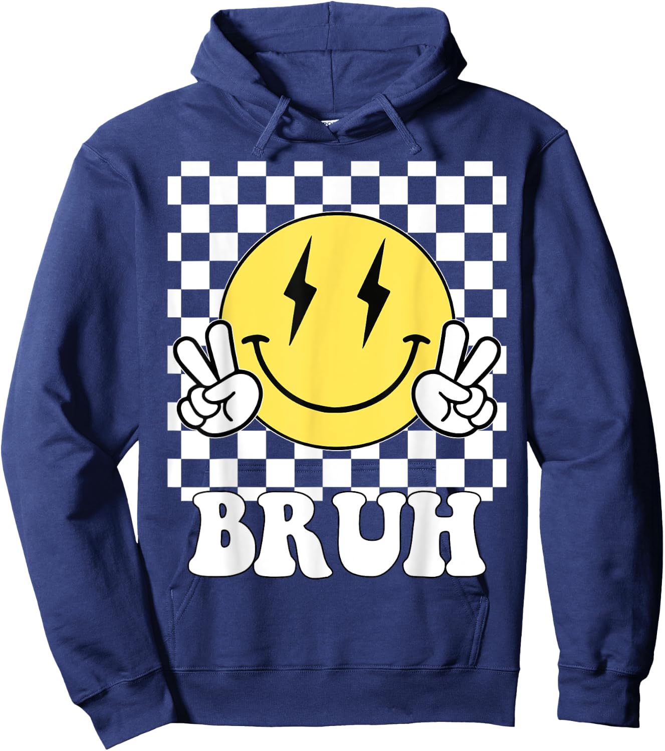 Groovy Bruh For Girls Kids Boys Smile Face Hoodie - Hoodie | Navy
