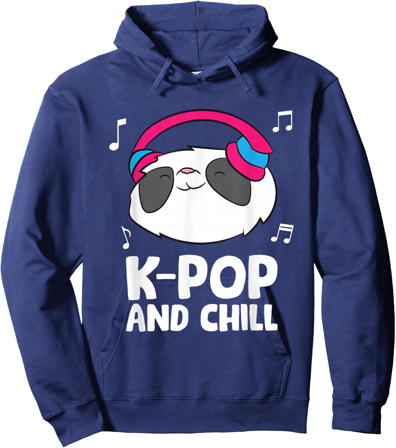 Funny K-Pop Music And Chill Panda Korean Music Hoodie - Hoodie | Navy