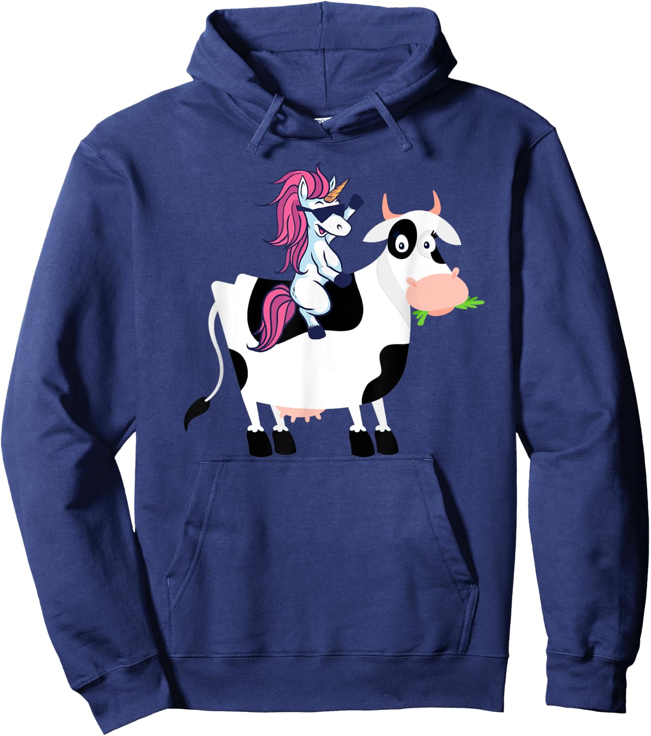 Unicorn Cow Shirt Funny Unicorn Riding Cow Gift Hoodie - Hoodie | Navy