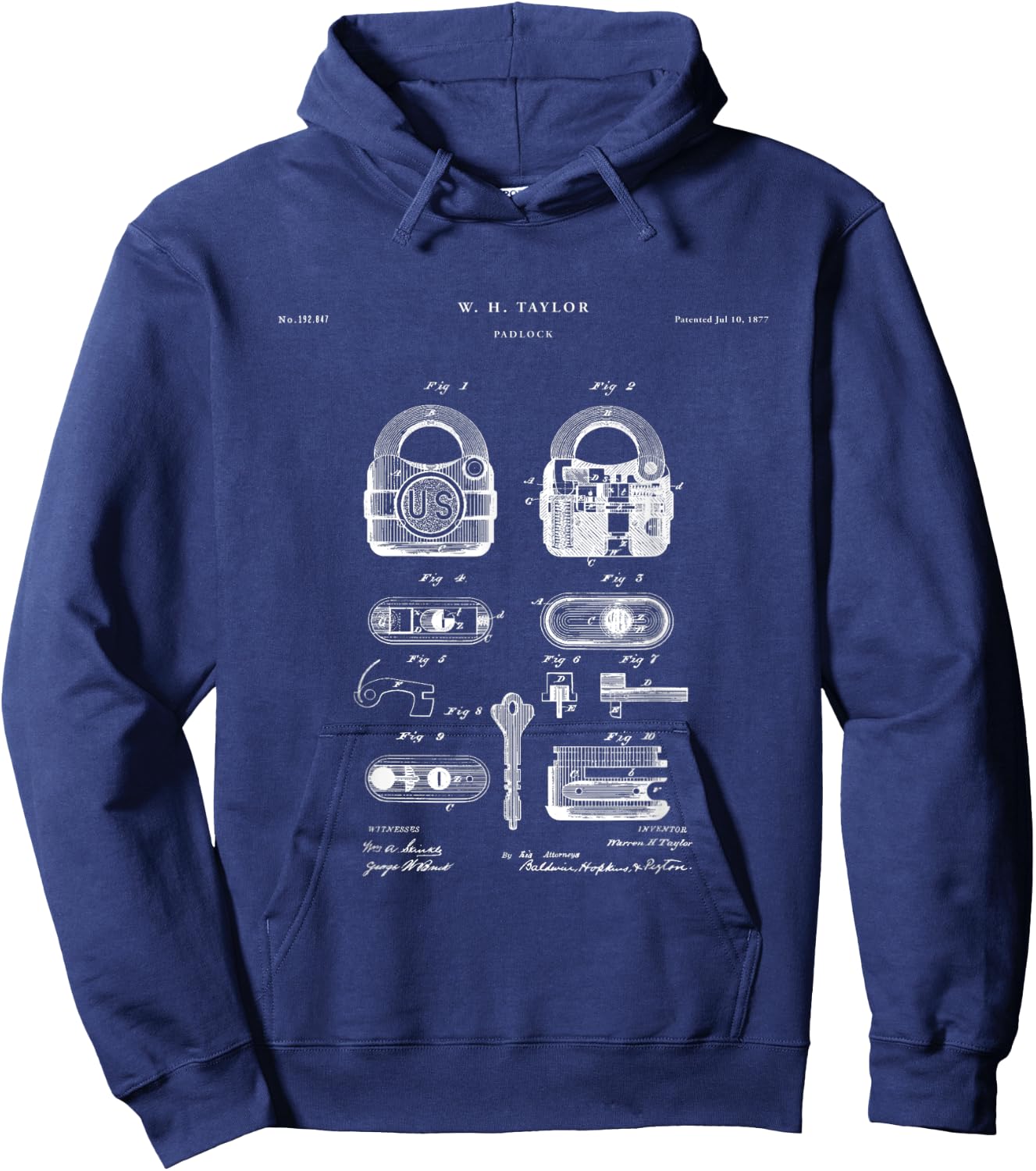 Padlock Patent - locksmith Hoodie - Hoodie | Navy