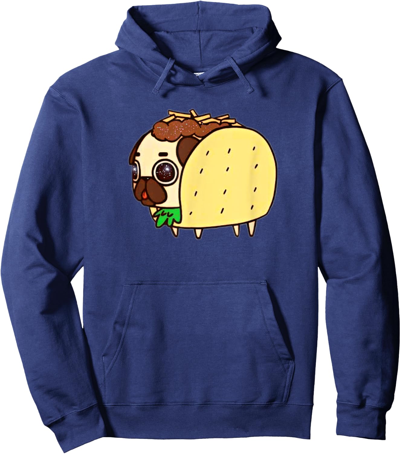 Funny Pug in Taco Hoodie - Hoodie | Navy