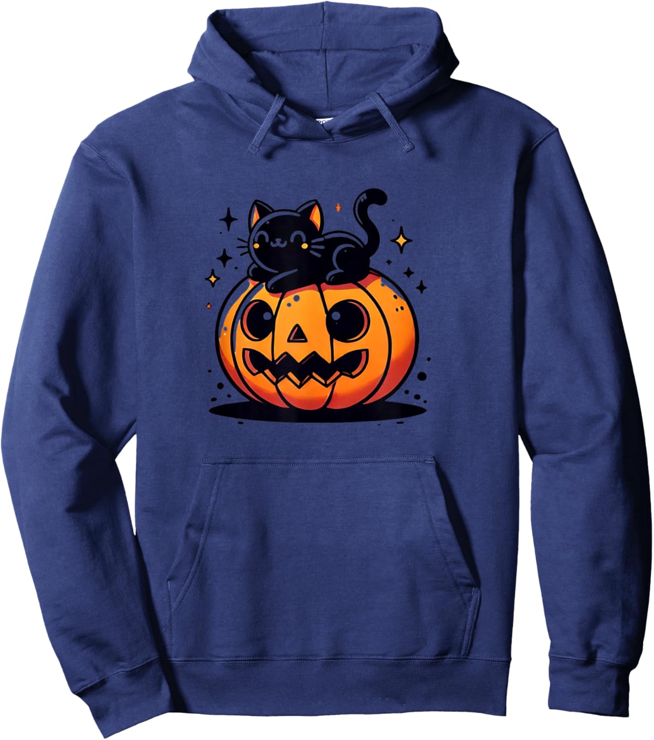 Kawaii Anime Halloween Cat Pumpkin Kids Hoodie - Hoodie | Navy