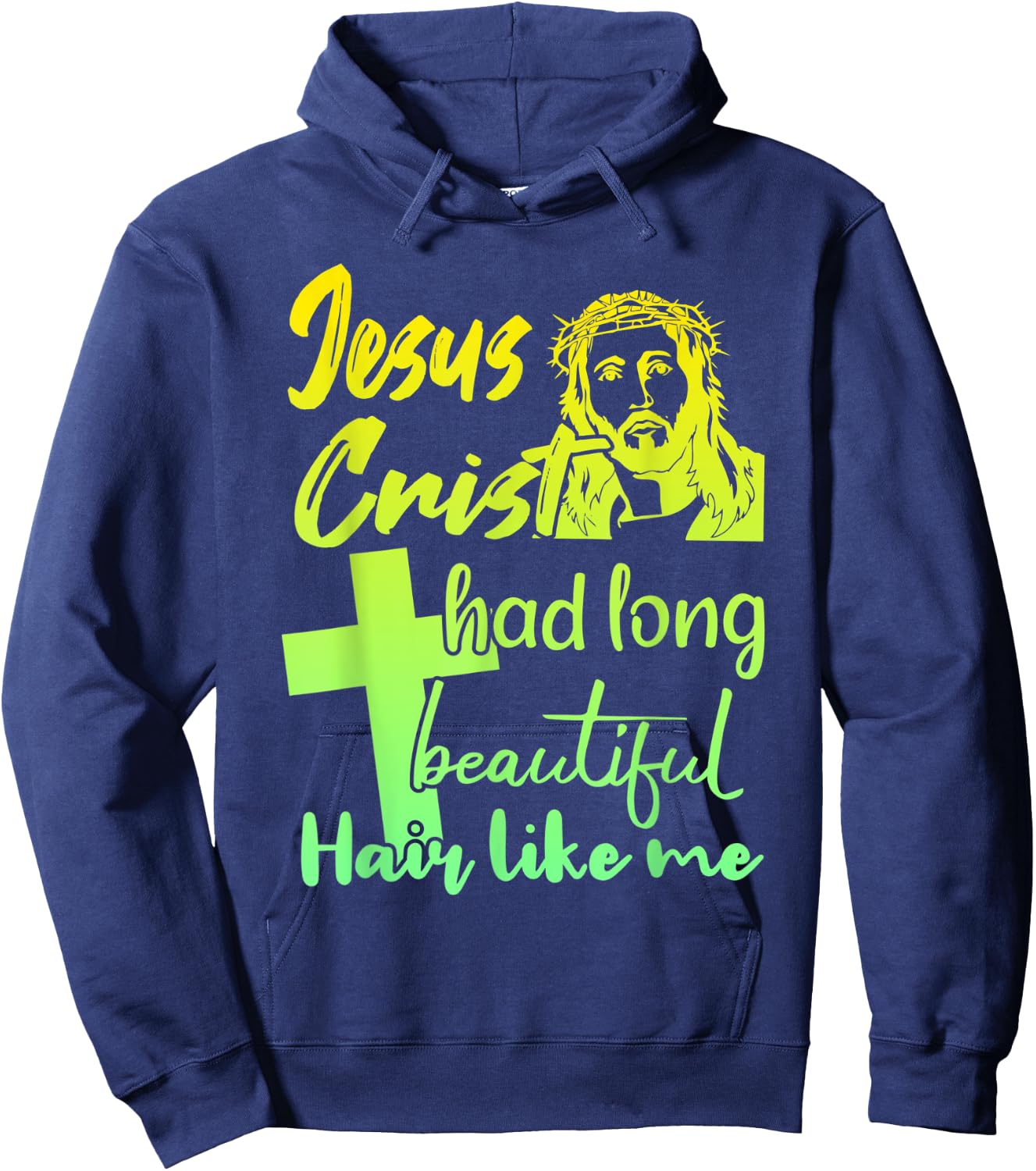 Man with long hair Hoodie - Hoodie | Navy