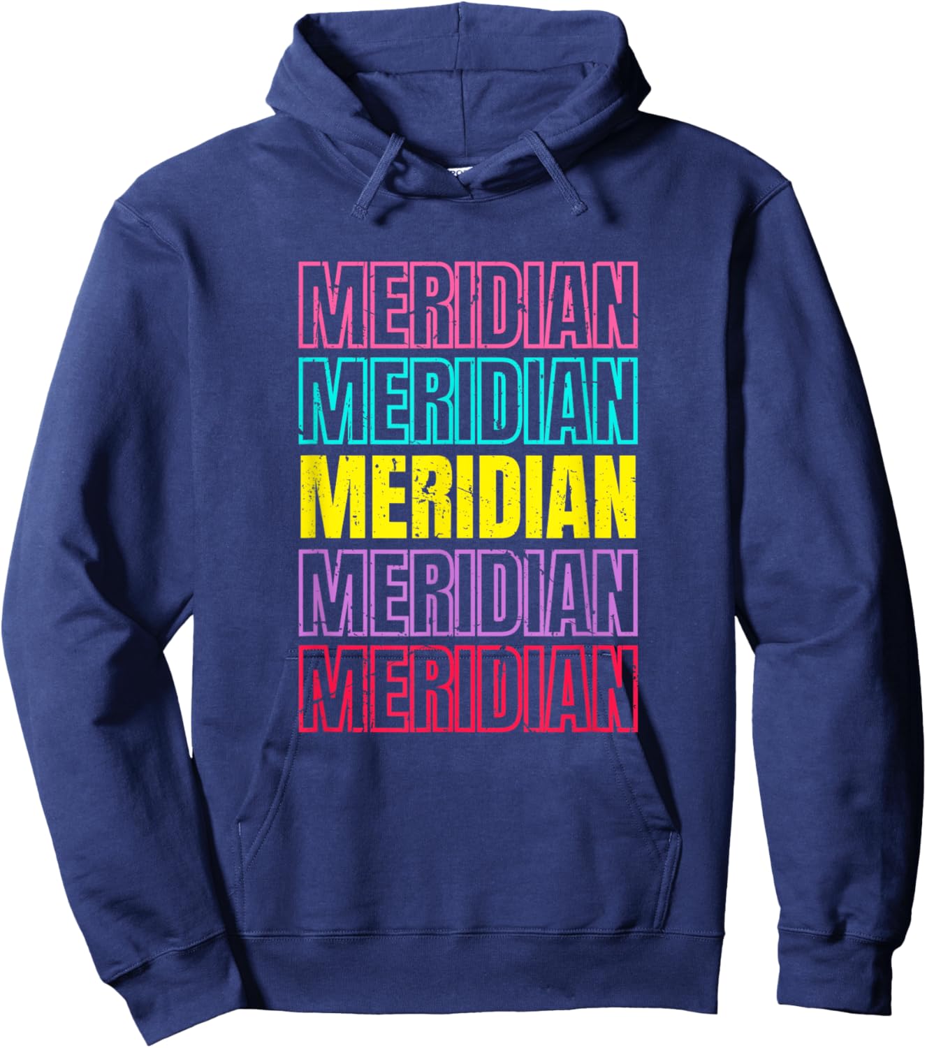 Meridian Repeating Text Retro Colors Hoodie - Hoodie | Navy