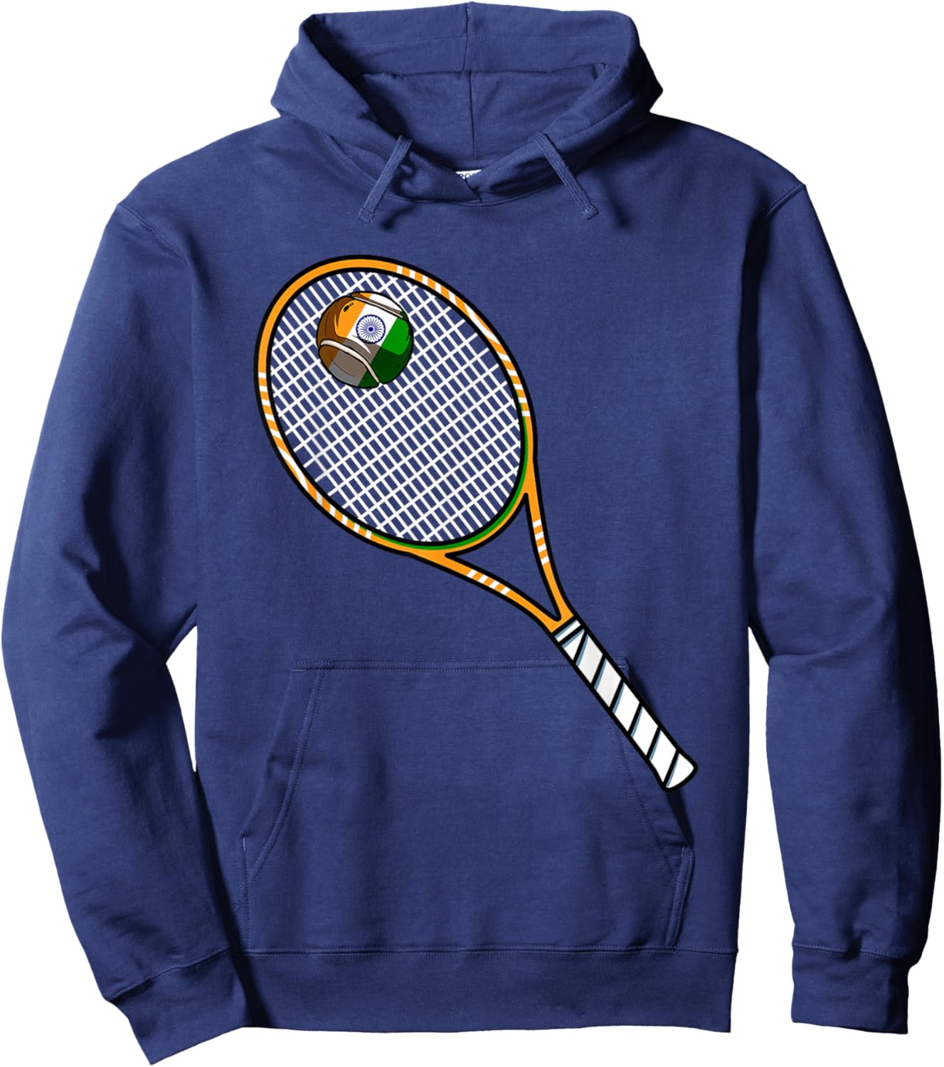 Tennis Racket And Ball Flag Of India Hoodie - Hoodie | Navy