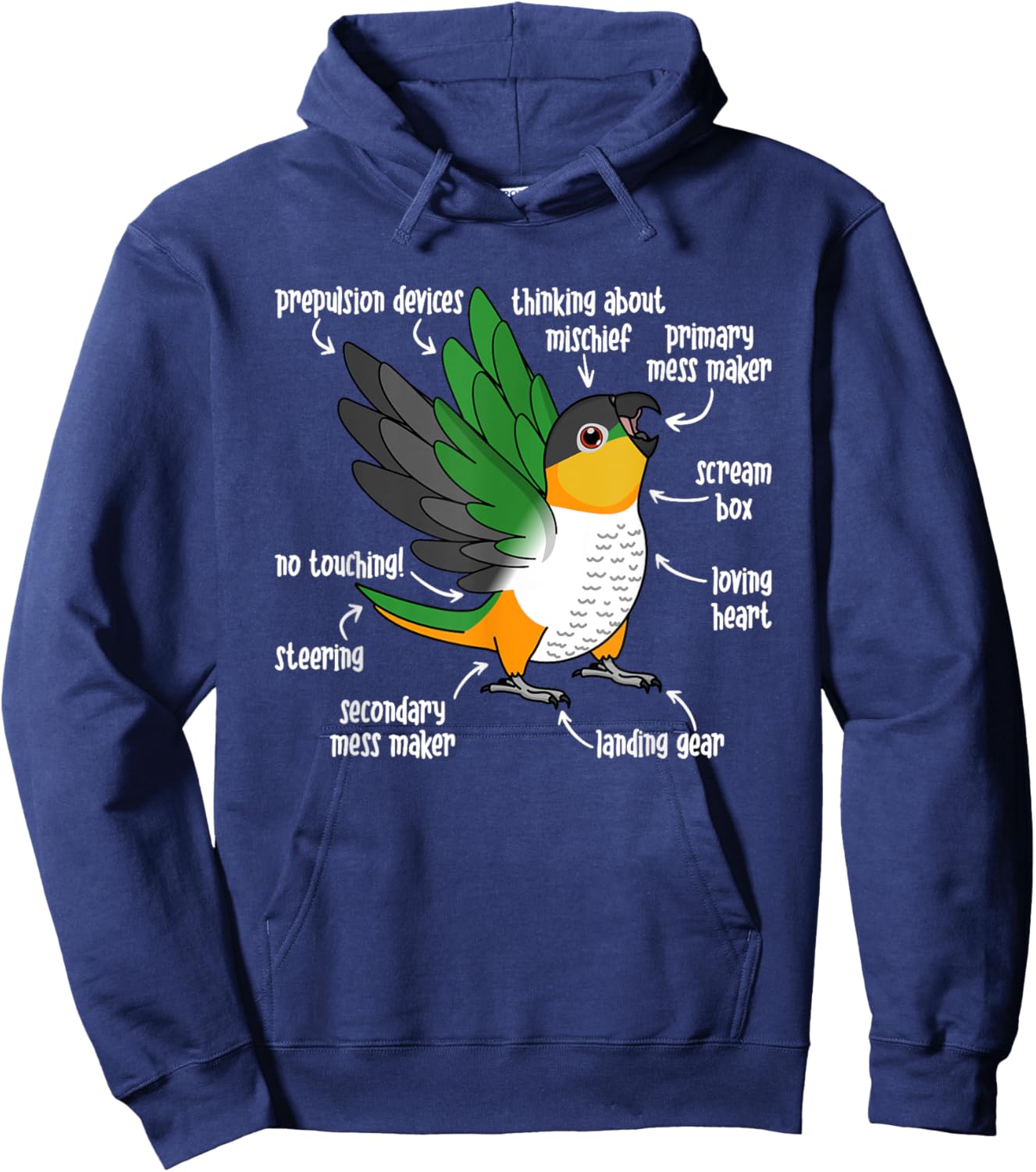 Parrot Anatomy I Black-headed Caique Hoodie - Hoodie | Navy