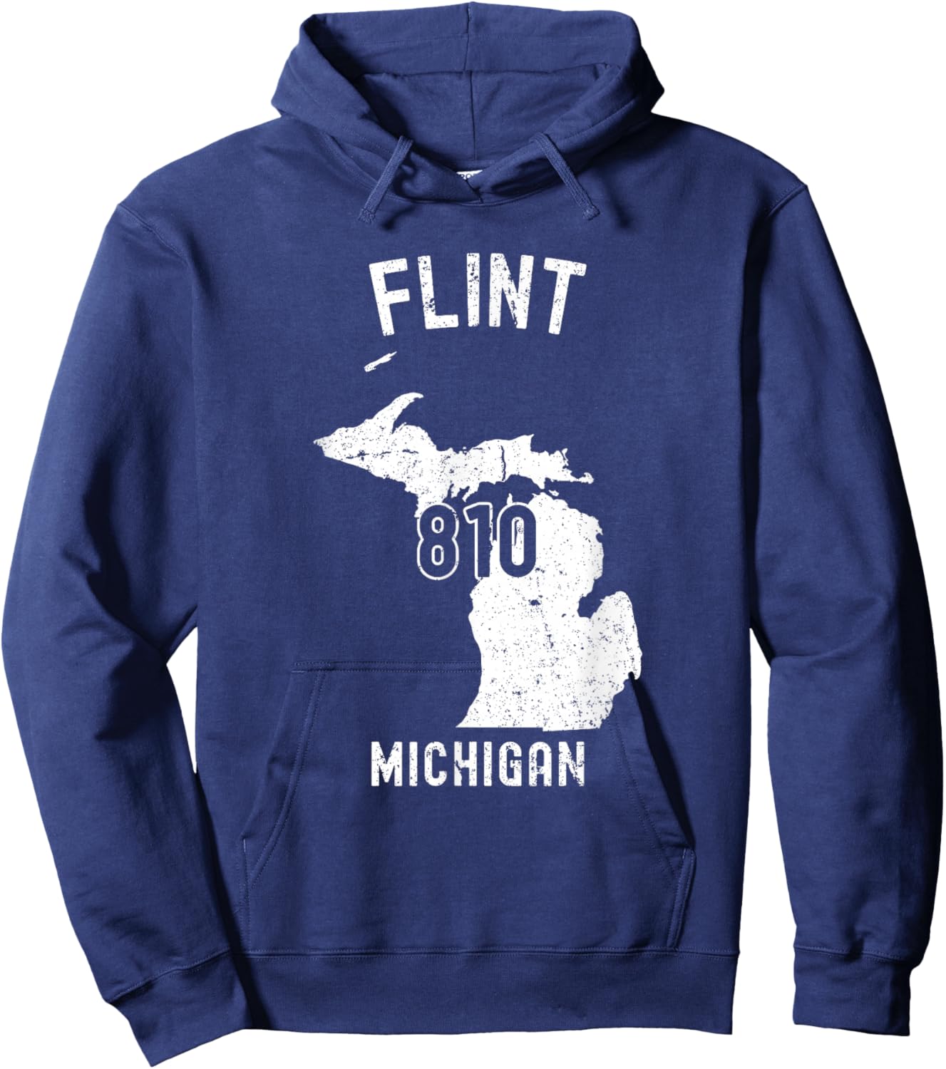 Flint Michigan MI 810 Vintage Athletic Style Hoodie - Hoodie | Navy