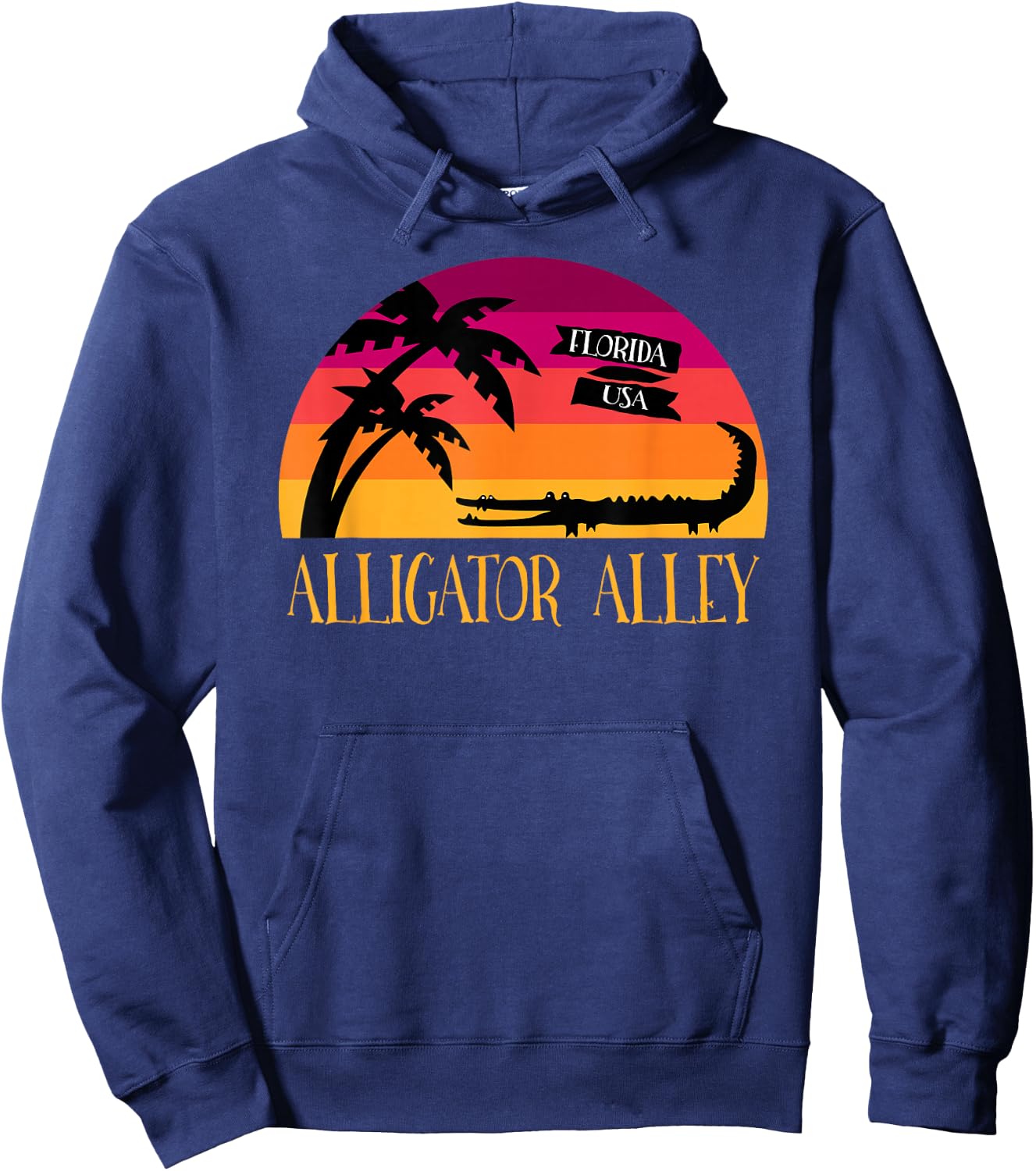 Alligator Alley Retro Sunset Florida Hoodie - Hoodie | Navy